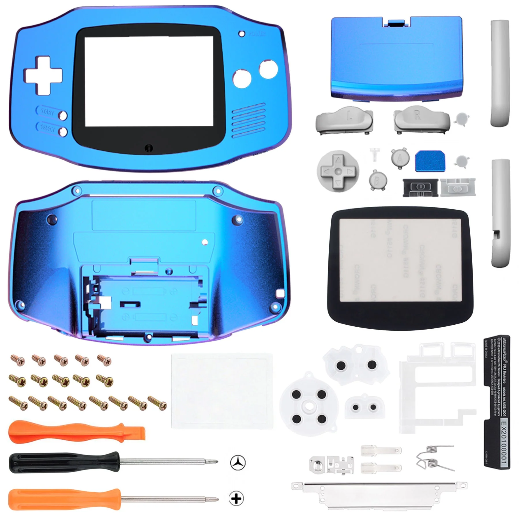 eXtremeRate IPS Ready Upgraded GBA Replacement Full Set Shells with Buttons for Gameboy Advance, Compatible with Both IPS & Standard LCD - Chameleon Purple Blue - Image 2