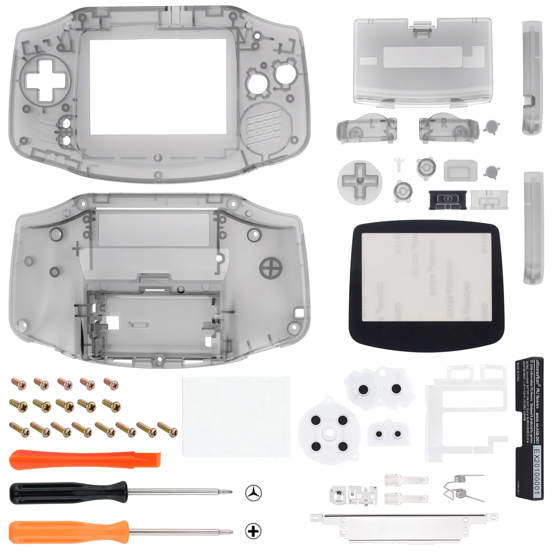eXtremeRate IPS Ready Upgraded GBA Replacement Full Set Shells with Buttons for Gameboy Advance, Compatible with Both IPS & Standard LCD - Clear Black - Image 2