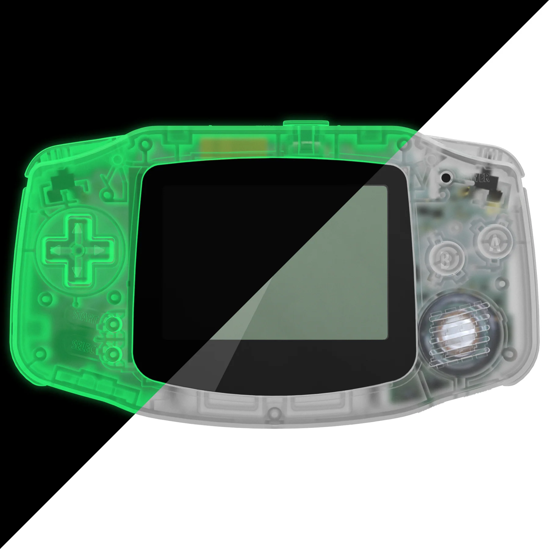 eXtremeRate IPS Ready Upgraded GBA Replacement Full Set Shells with Buttons for Gameboy Advance, Compatible with Both IPS & Standard LCD - Glow in Dark - Green - Image 4