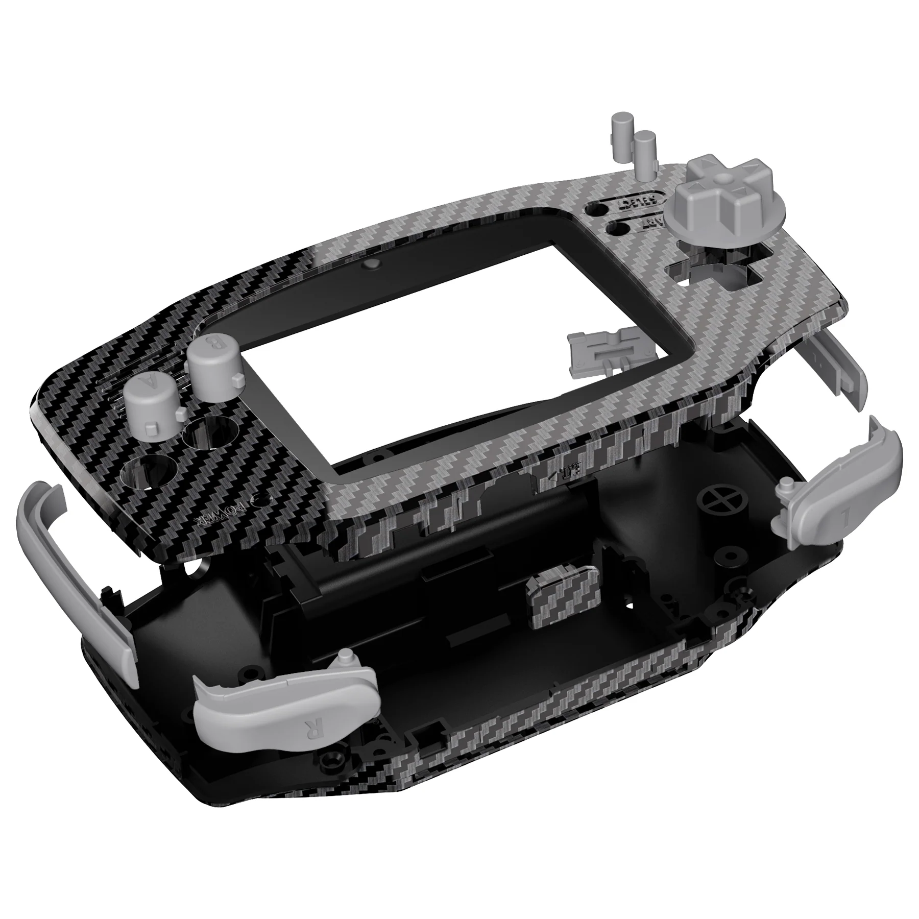 eXtremeRate IPS Ready Upgraded GBA Replacement Full Set Shells with Buttons for Gameboy Advance, Compatible with Both IPS & Standard LCD - Graphite Carbon Fiber - Image 10
