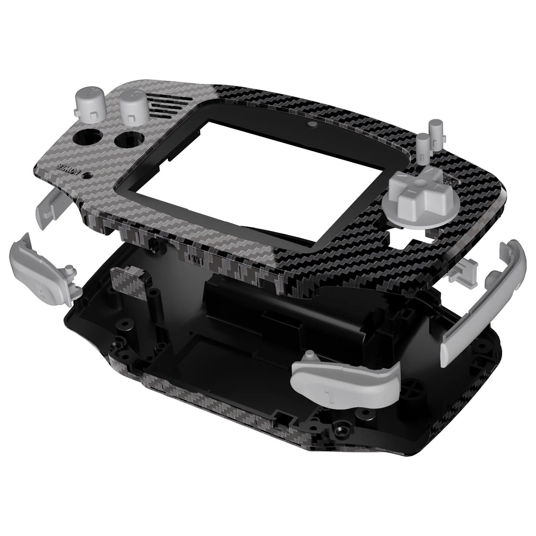 eXtremeRate IPS Ready Upgraded GBA Replacement Full Set Shells with Buttons for Gameboy Advance, Compatible with Both IPS & Standard LCD - Graphite Carbon Fiber - Image 9