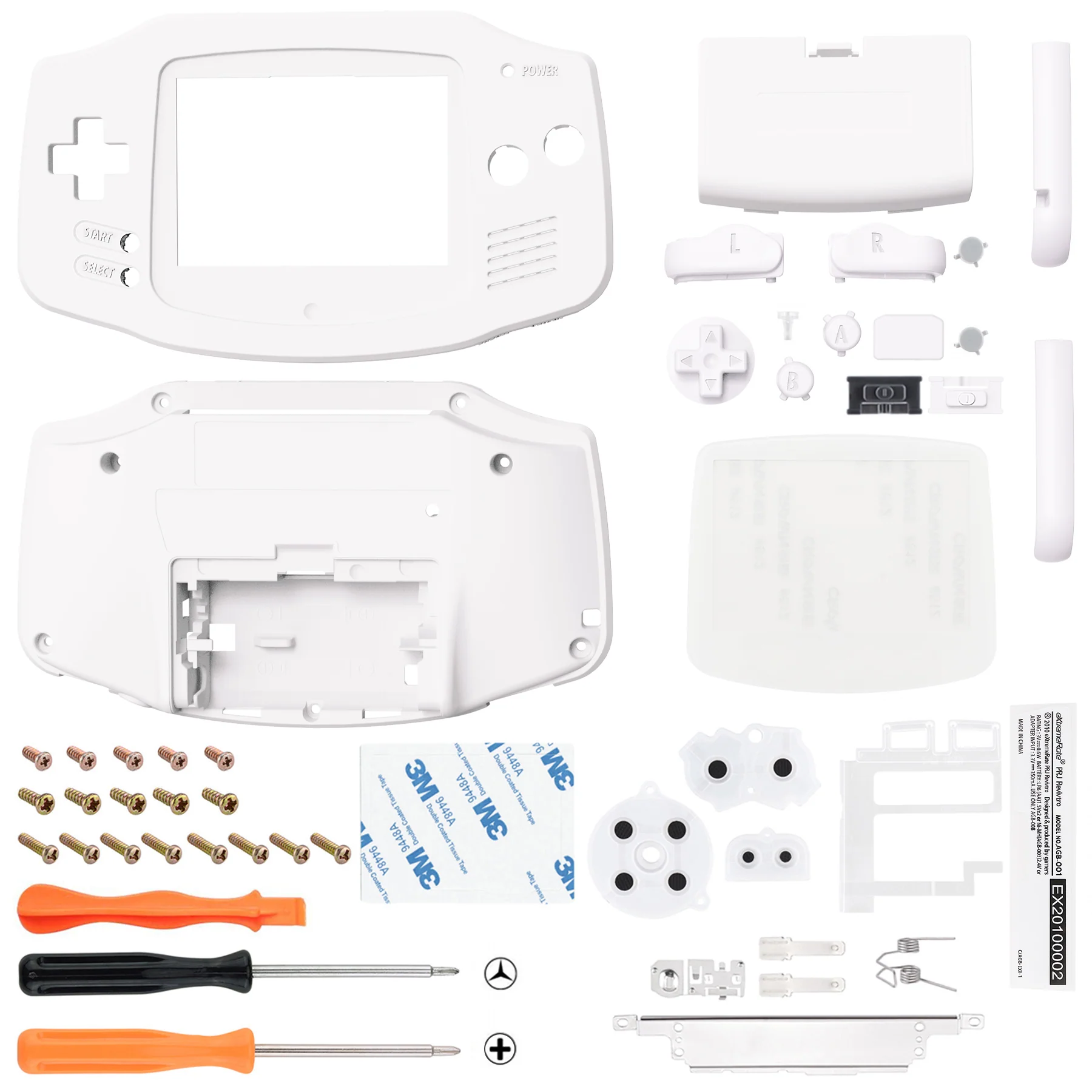 eXtremeRate IPS Ready Upgraded GBA Replacement Full Set Shells with Buttons for Gameboy Advance, Compatible with Both IPS & Standard LCD - White - Image 2