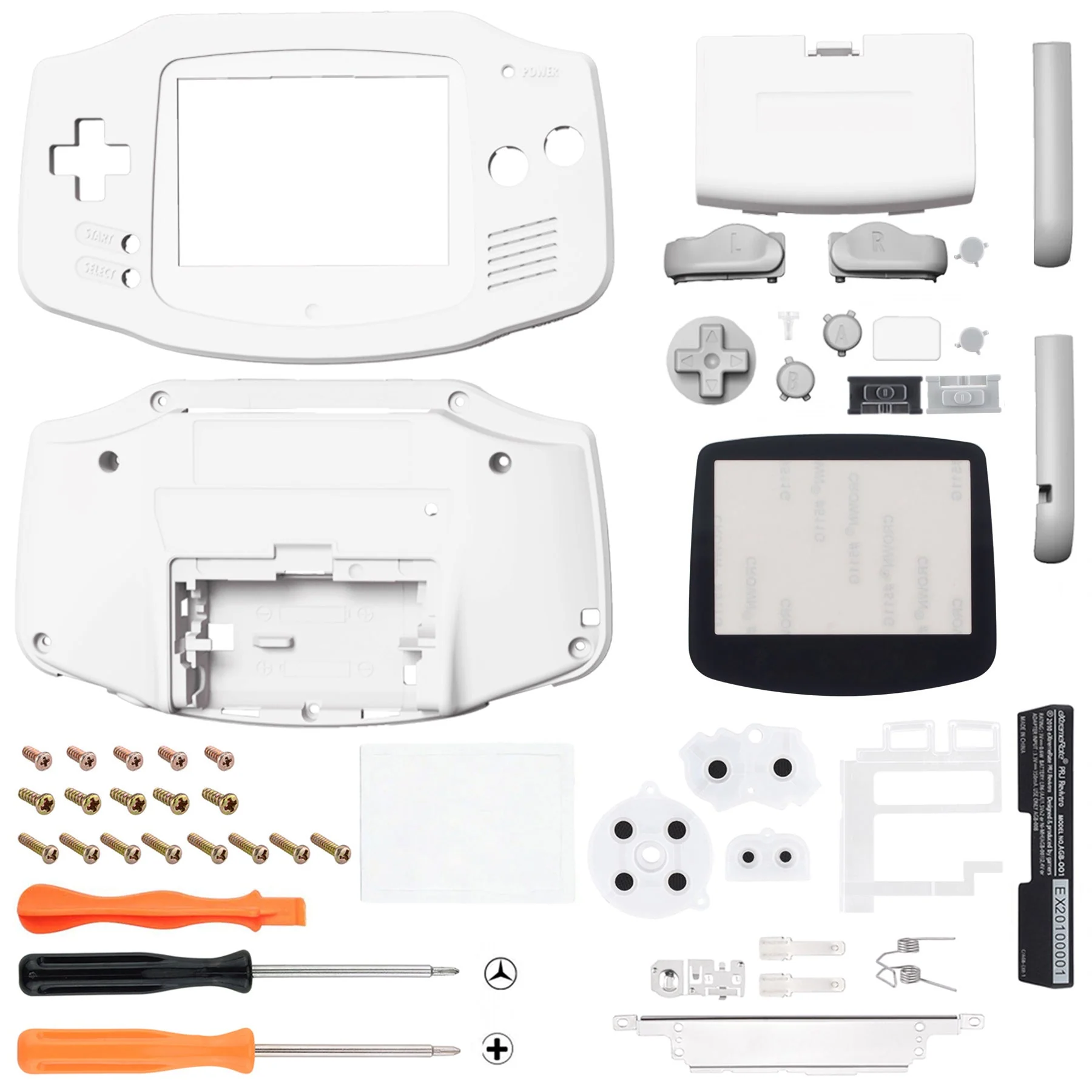 eXtremeRate IPS Ready Upgraded GBA Replacement Full Set Shells with Gray Buttons for Gameboy Advance, Compatible with Both IPS & Standard LCD - White - Image 2