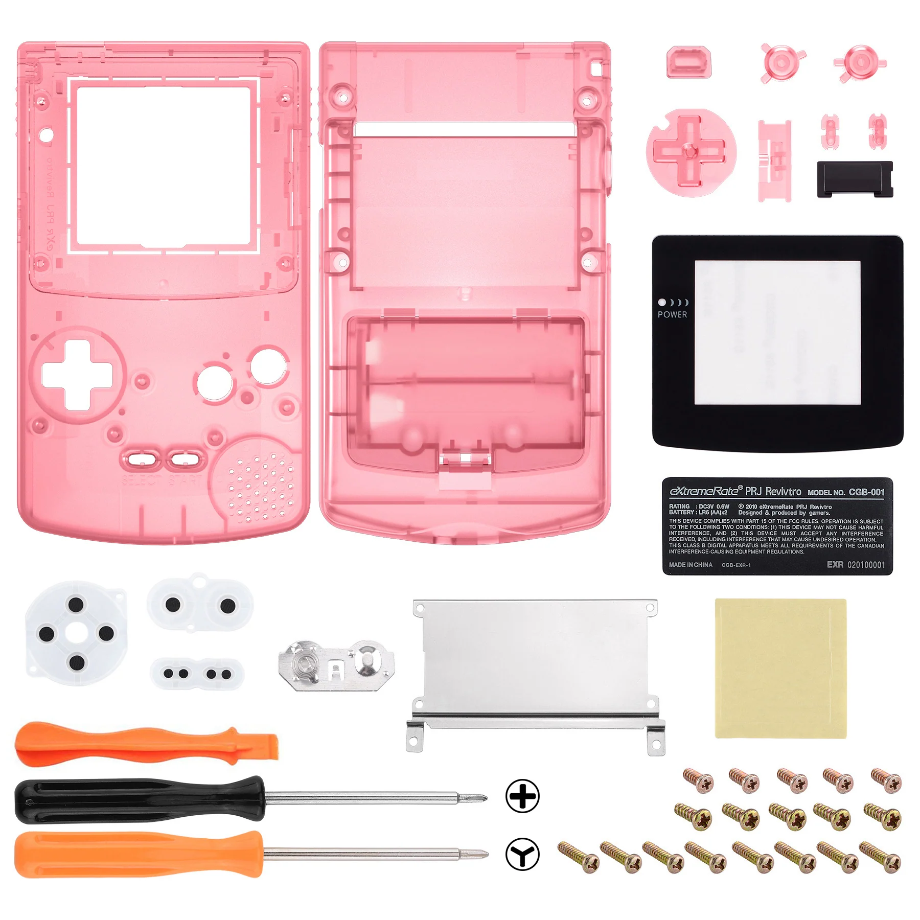 eXtremeRate IPS Ready Upgraded GBC Replacement Full Set Shells with Buttons & Black Screen Lens for Gameboy Color, Compatible with GBC OSD IPS & Regular IPS & Standard LCD - Cherry Pink - Image 2