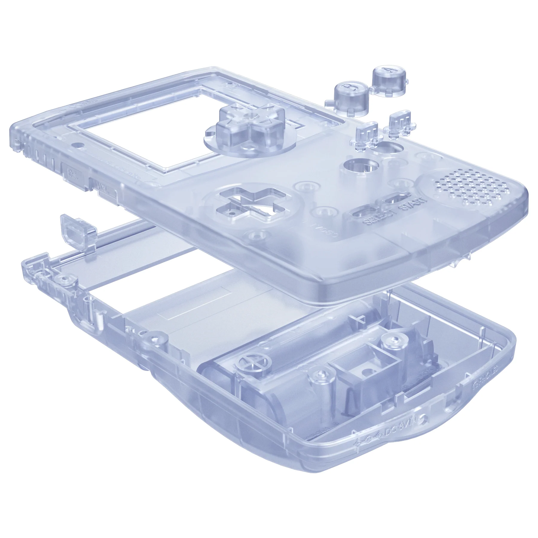 eXtremeRate IPS Ready Upgraded GBC Replacement Full Set Shells with Buttons & Black Screen Lens for Gameboy Color, Compatible with GBC OSD IPS & Regular IPS & Standard LCD - Clear Glacier Blue - Image 6