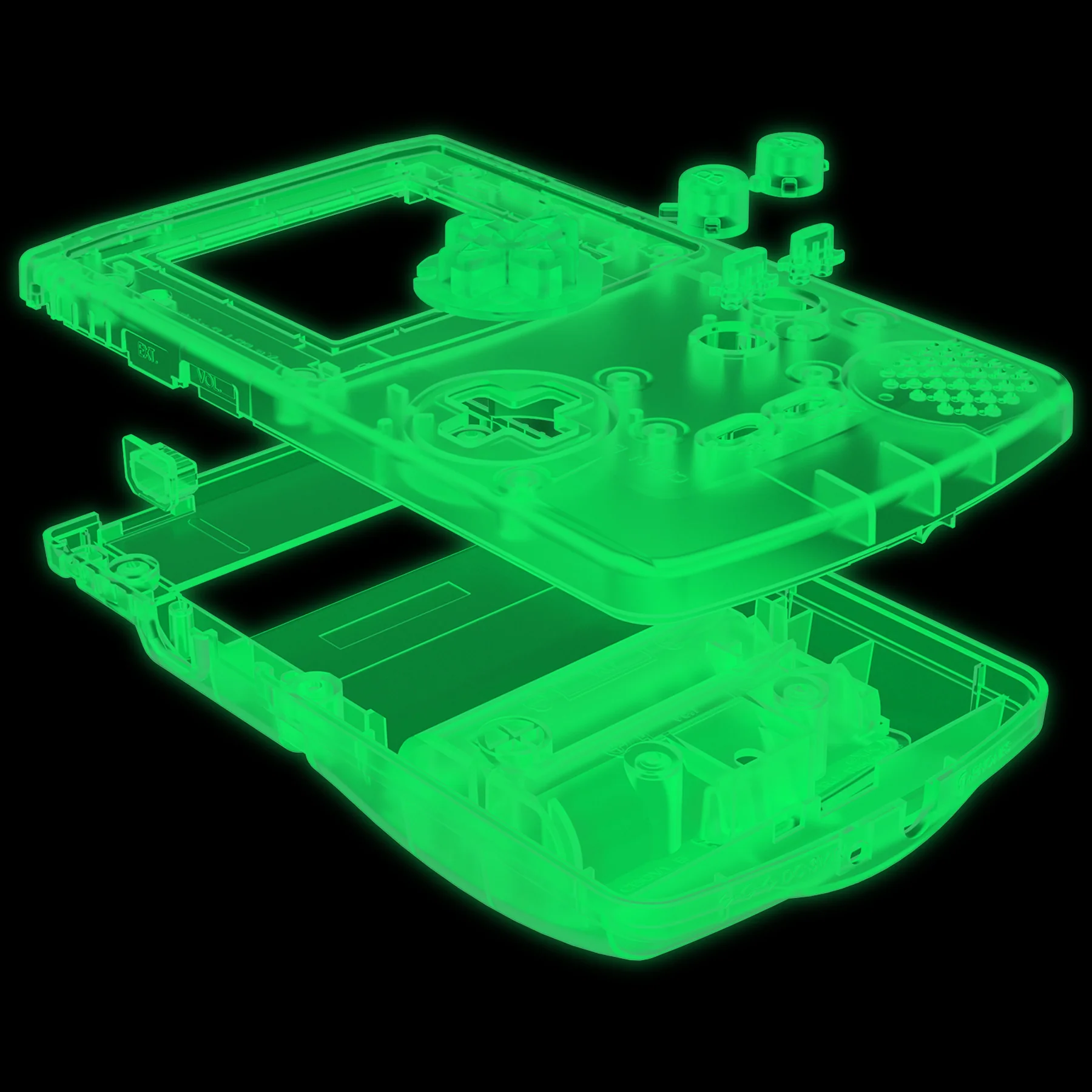 eXtremeRate IPS Ready Upgraded GBC Replacement Full Set Shells with Buttons & Black Screen Lens for Gameboy Color, Compatible with GBC OSD IPS & Regular IPS & Standard LCD - Glow in Dark - Green - Image 10