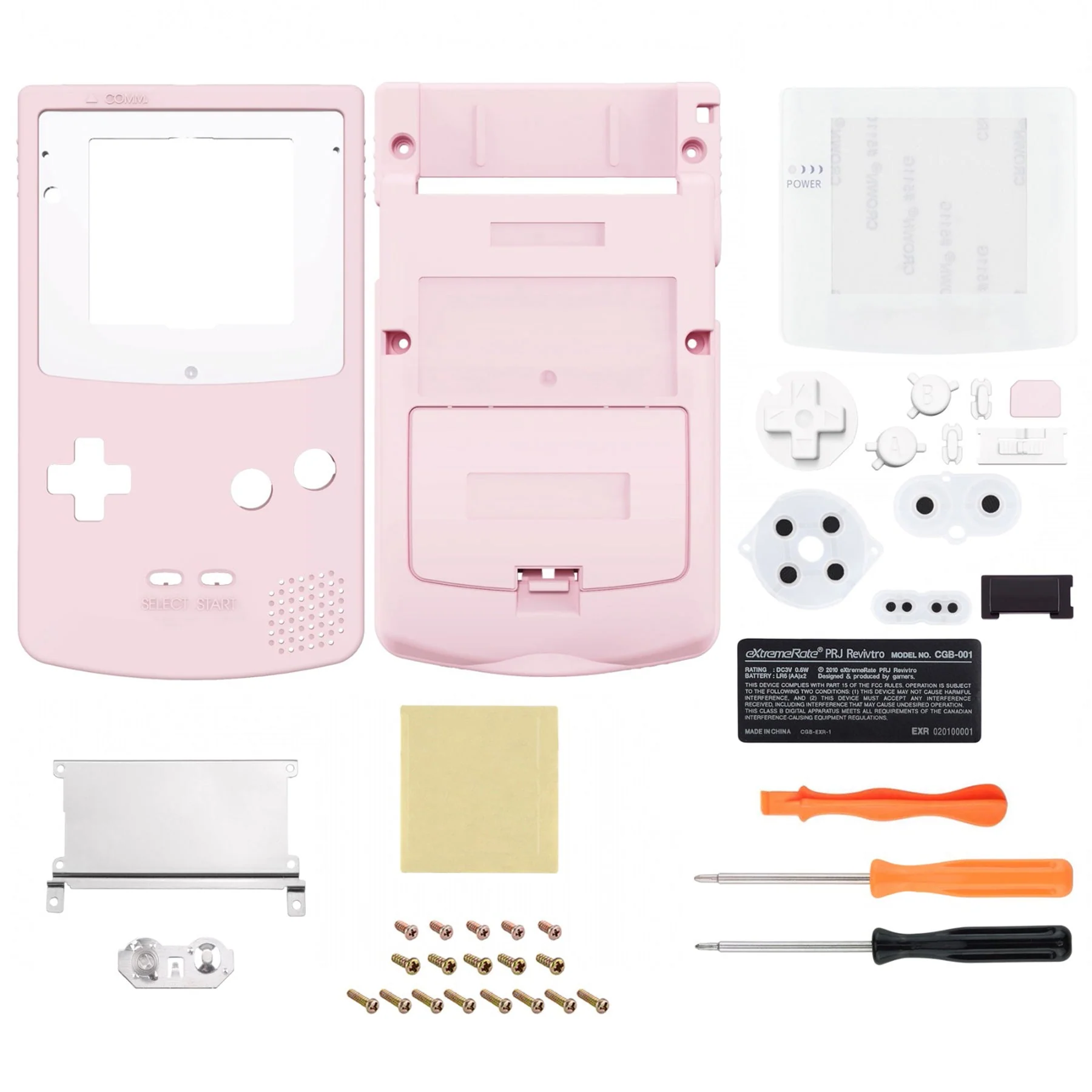 eXtremeRate IPS Ready Upgraded GBC Replacement Full Set Shells with Buttons for Gameboy Color, Compatible with GBC OSD IPS & Regular IPS & Standard LCD - Cherry Blossoms Pink - Image 2