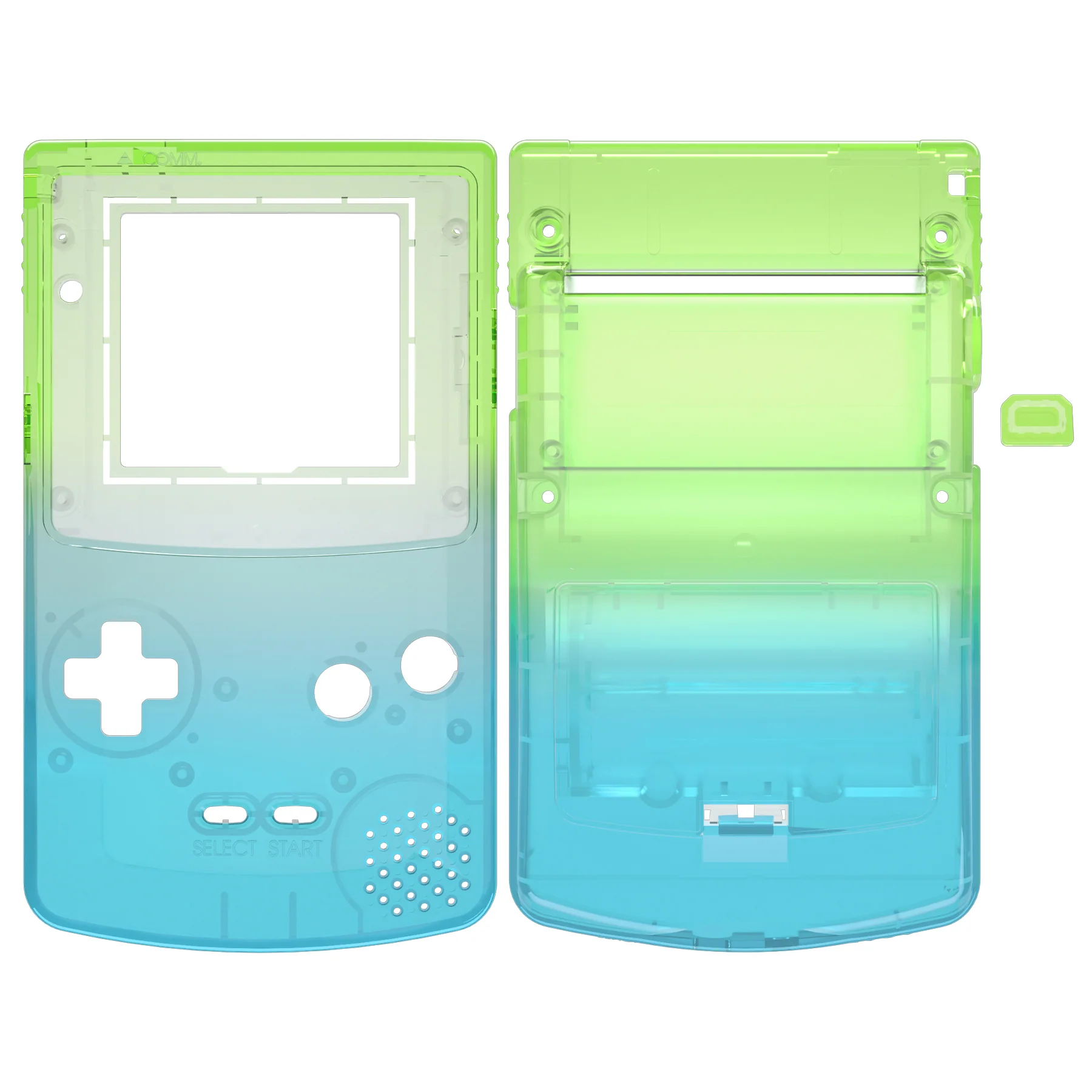 eXtremeRate IPS Ready Upgraded GBC Replacement Full Set Shells with Buttons for Gameboy Color, Compatible with GBC OSD IPS & Regular IPS & Standard LCD - Gradient Translucent Green Blue - Image 3