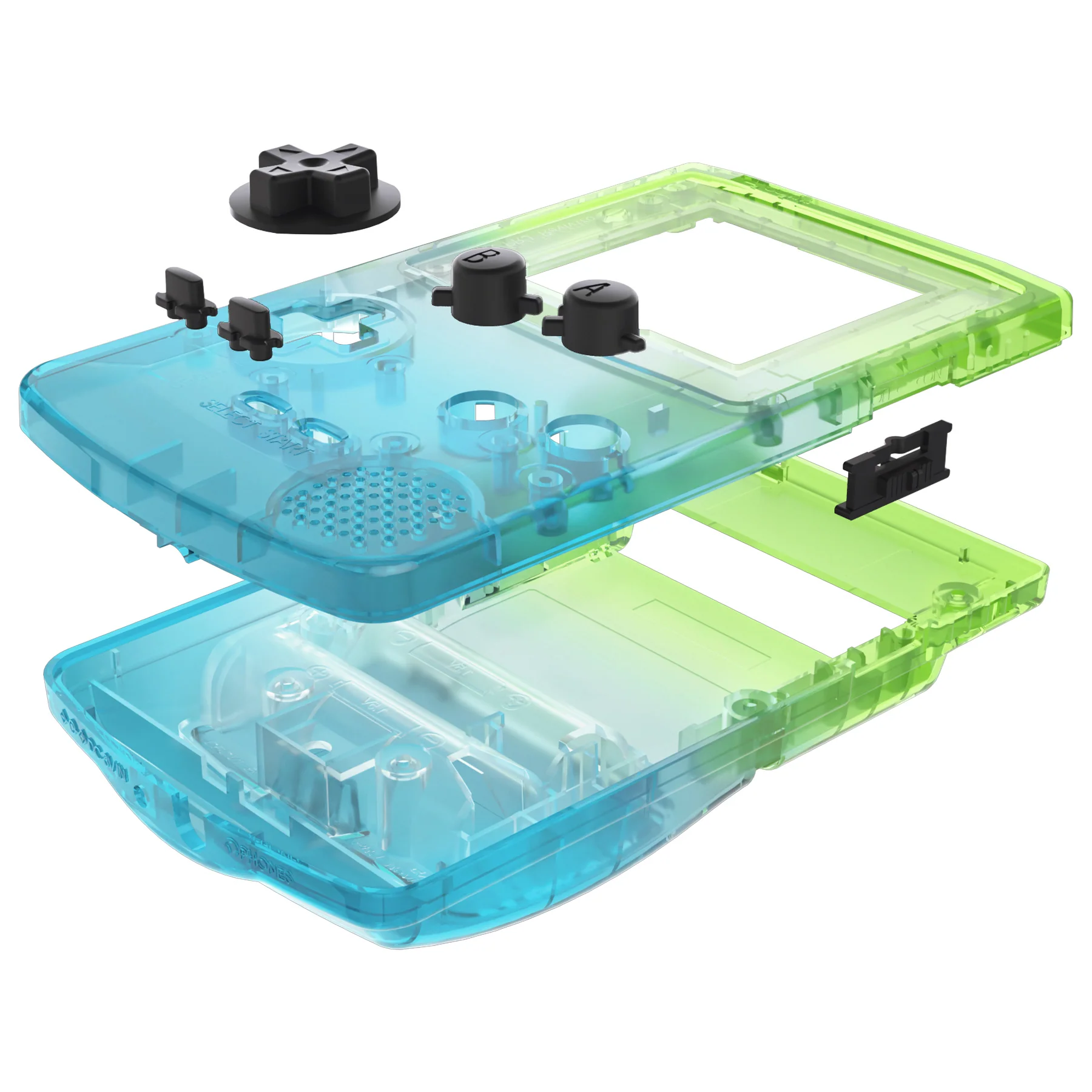 eXtremeRate IPS Ready Upgraded GBC Replacement Full Set Shells with Buttons for Gameboy Color, Compatible with GBC OSD IPS & Regular IPS & Standard LCD - Gradient Translucent Green Blue - Image 5