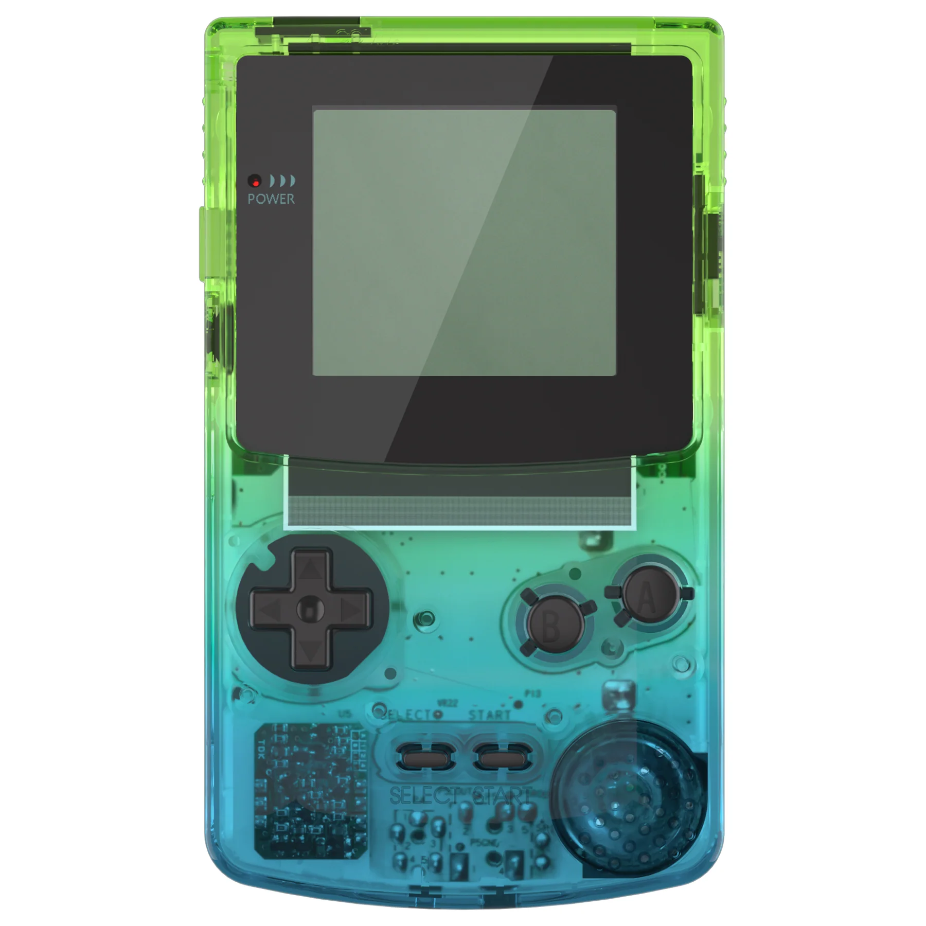 eXtremeRate IPS Ready Upgraded GBC Replacement Full Set Shells with Buttons for Gameboy Color, Compatible with GBC OSD IPS & Regular IPS & Standard LCD - Gradient Translucent Green Blue - Image 6