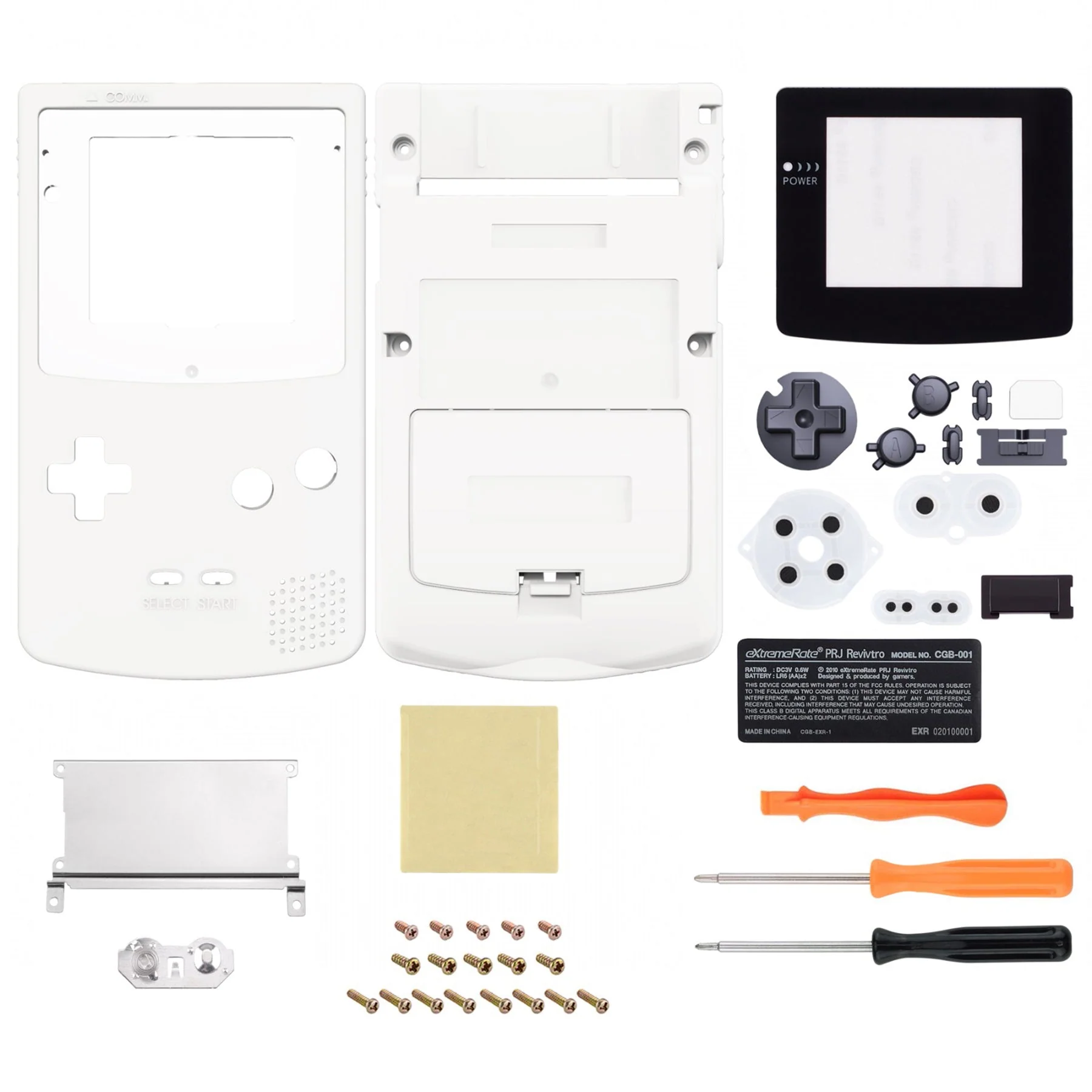 eXtremeRate IPS Ready Upgraded GBC Replacement Full Set Shells with Buttons for Gameboy Color, Compatible with GBC OSD IPS & Regular IPS & Standard LCD - White - Image 2