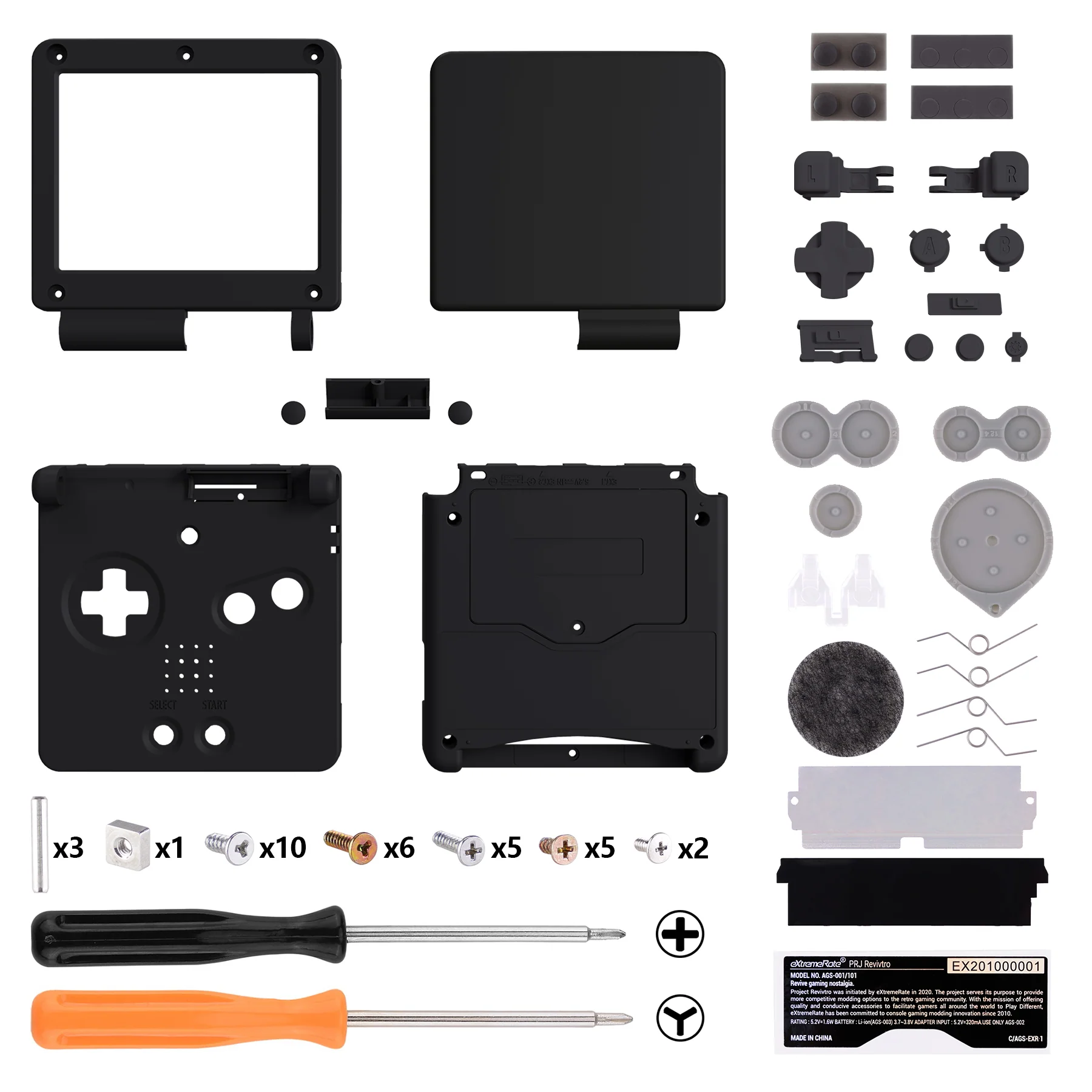 eXtremeRate IPS Ready Upgraded Replacement Full Set Shells with Buttons for Gameboy Advance SP GBA SP, Compatible with Both IPS & Standard LCD - Black - Image 2