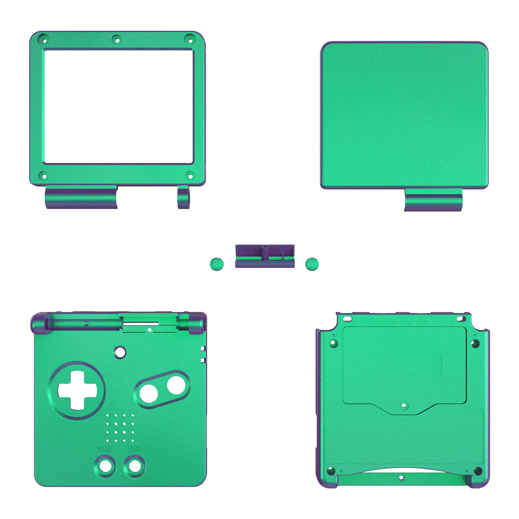 eXtremeRate IPS Ready Upgraded Replacement Full Set Shells with Buttons for Gameboy Advance SP GBA SP, Compatible with Both IPS & Standard LCD - Chameleon Green Purple - Image 8