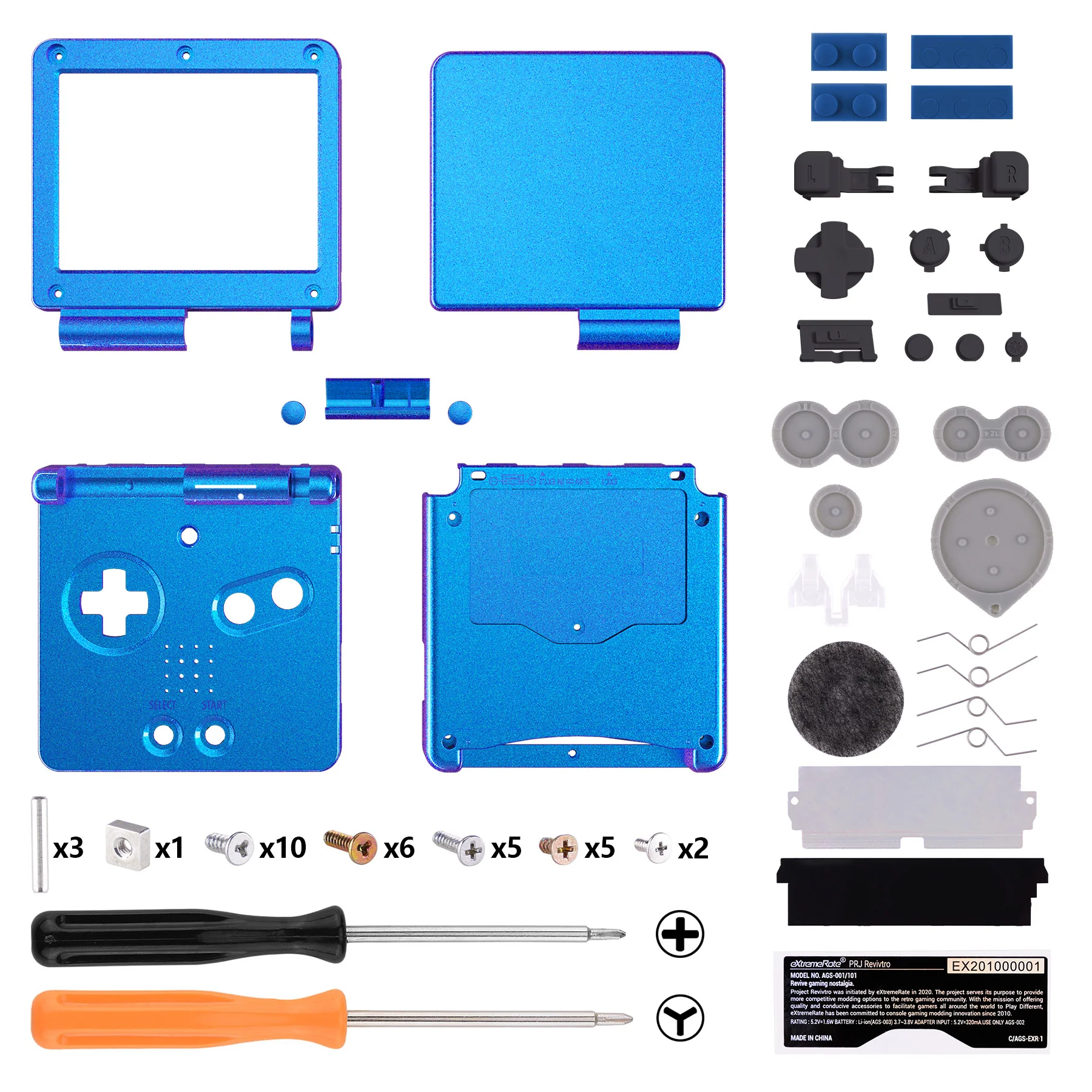 eXtremeRate IPS Ready Upgraded Replacement Full Set Shells with Buttons for Gameboy Advance SP GBA SP, Compatible with Both IPS & Standard LCD - Chameleon Purple Blue Glossy - Image 2