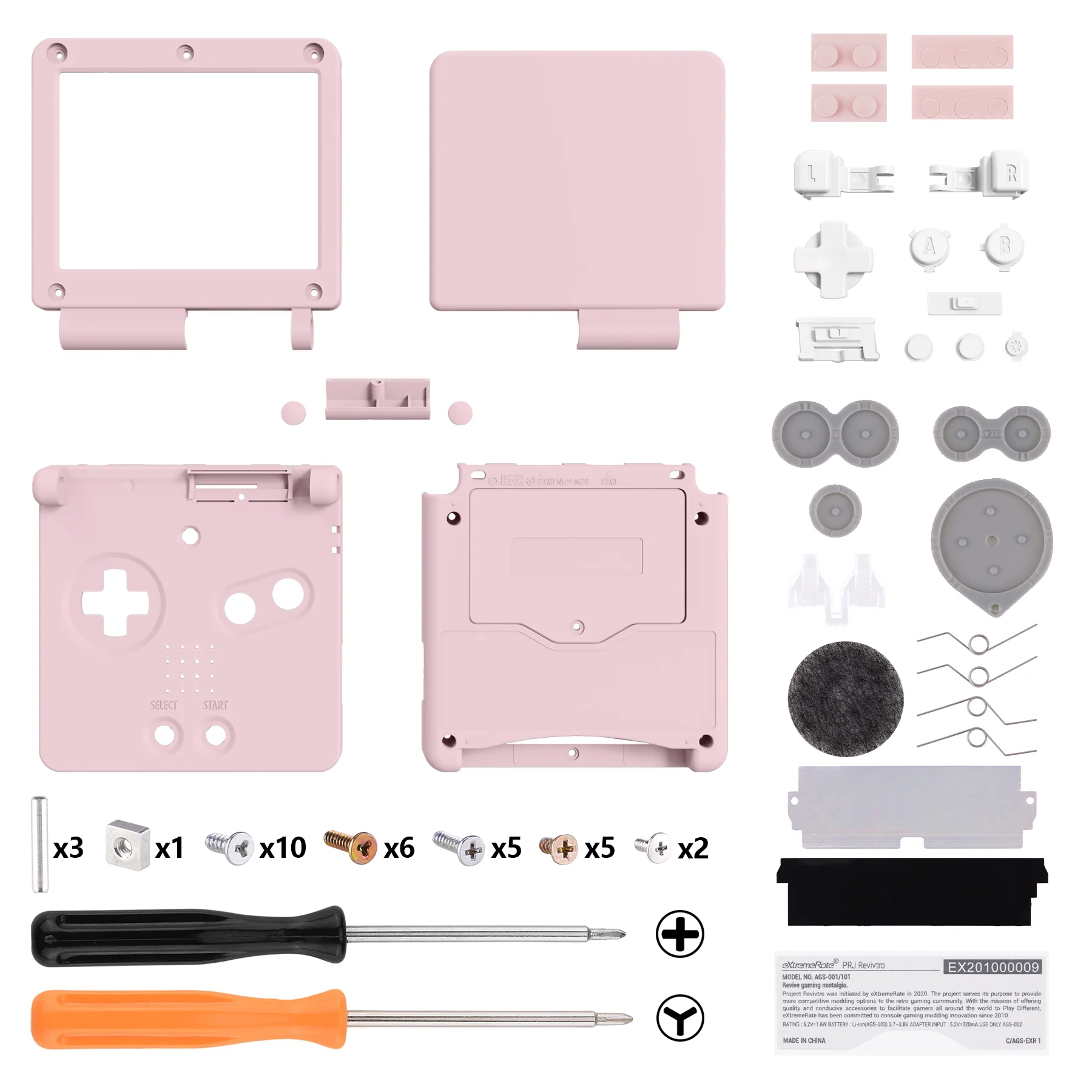 eXtremeRate IPS Ready Upgraded Replacement Full Set Shells with Buttons for Gameboy Advance SP GBA SP, Compatible with Both IPS & Standard LCD - Cherry Blossoms Pink - Image 2
