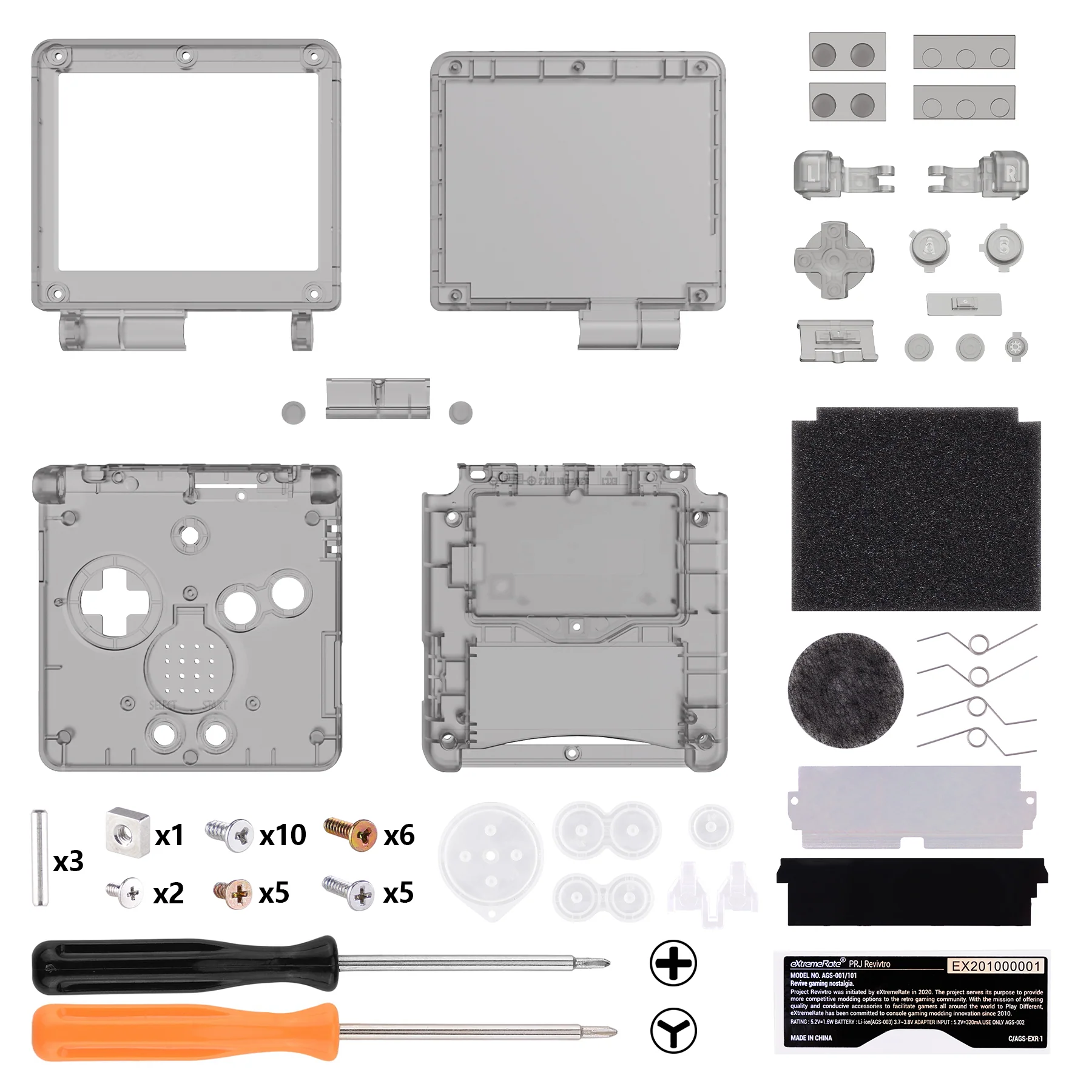 eXtremeRate IPS Ready Upgraded Replacement Full Set Shells with Buttons for Gameboy Advance SP GBA SP, Compatible with Both IPS & Standard LCD - Clear Black - Image 2