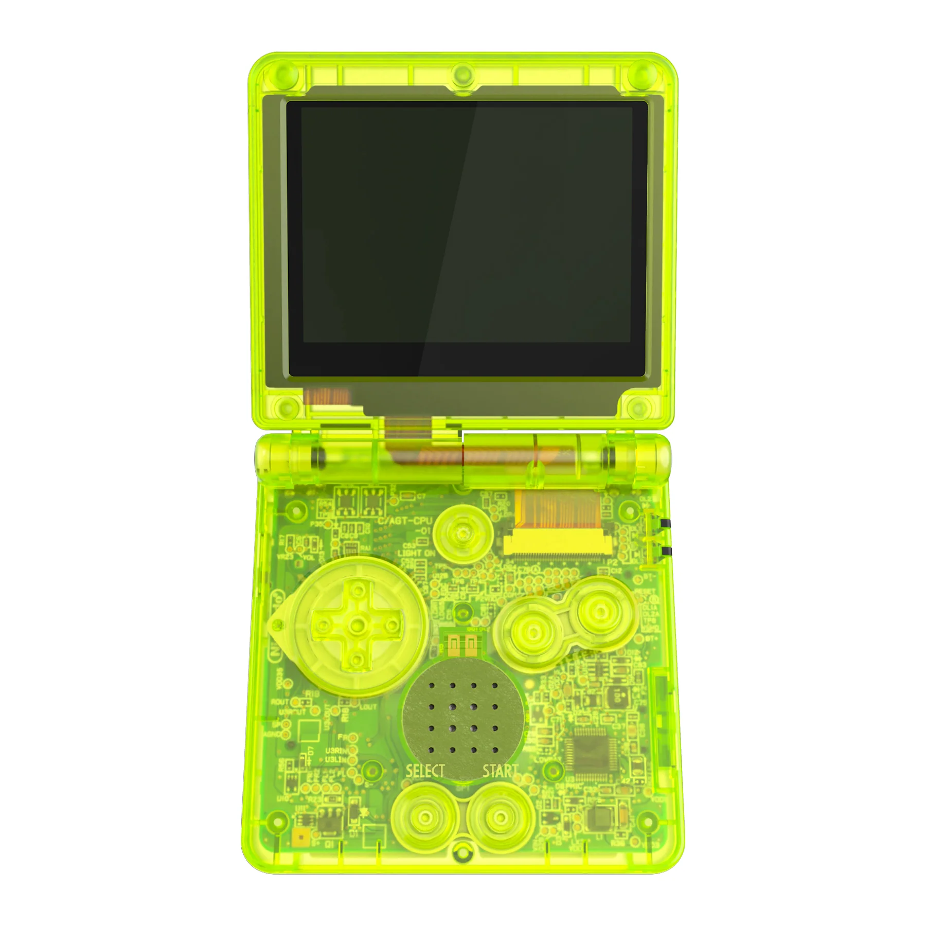 eXtremeRate IPS Ready Upgraded Replacement Full Set Shells with Buttons for Gameboy Advance SP GBA SP, Compatible with Both IPS & Standard LCD - Clear Lime Green - Image 3