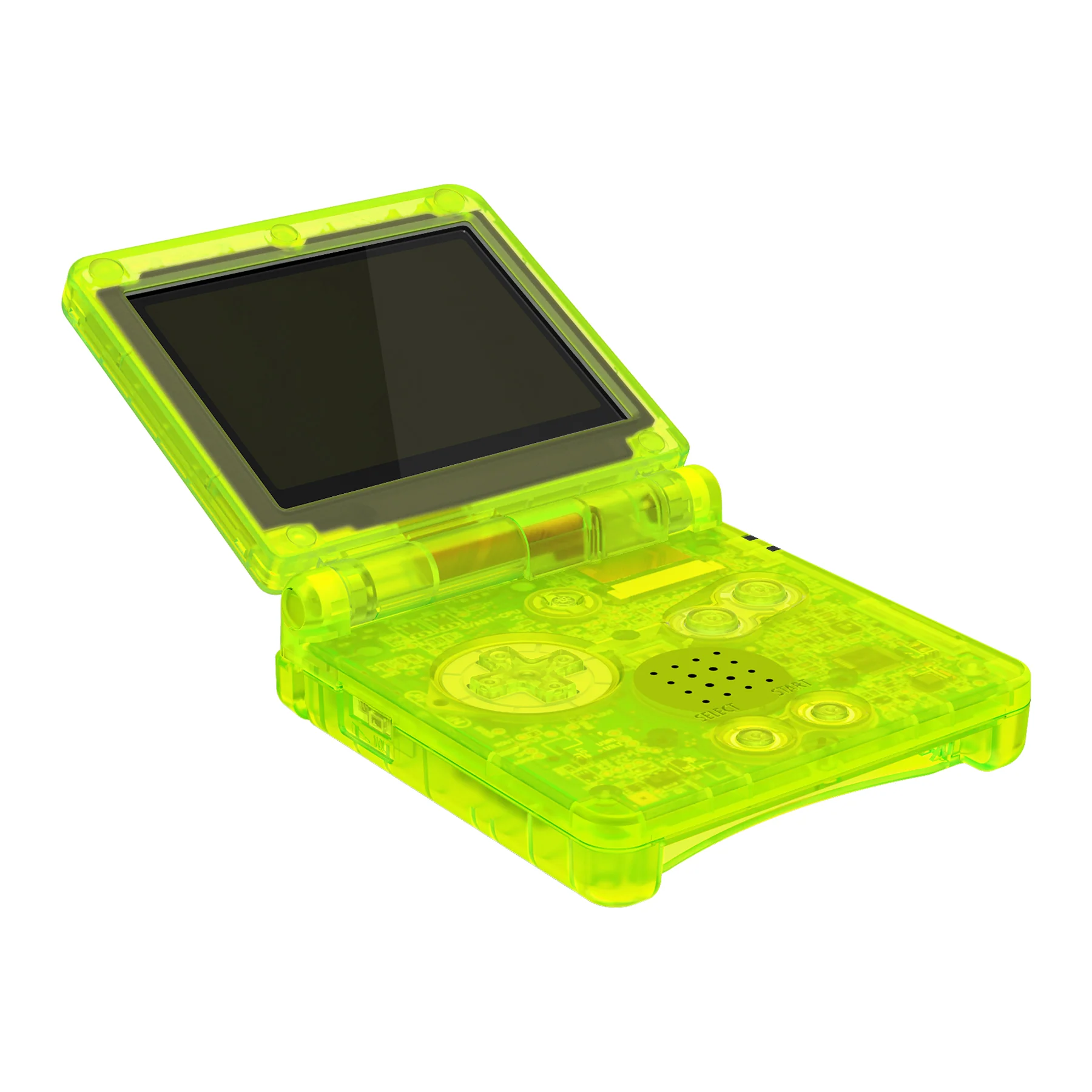 eXtremeRate IPS Ready Upgraded Replacement Full Set Shells with Buttons for Gameboy Advance SP GBA SP, Compatible with Both IPS & Standard LCD - Clear Lime Green - Image 4