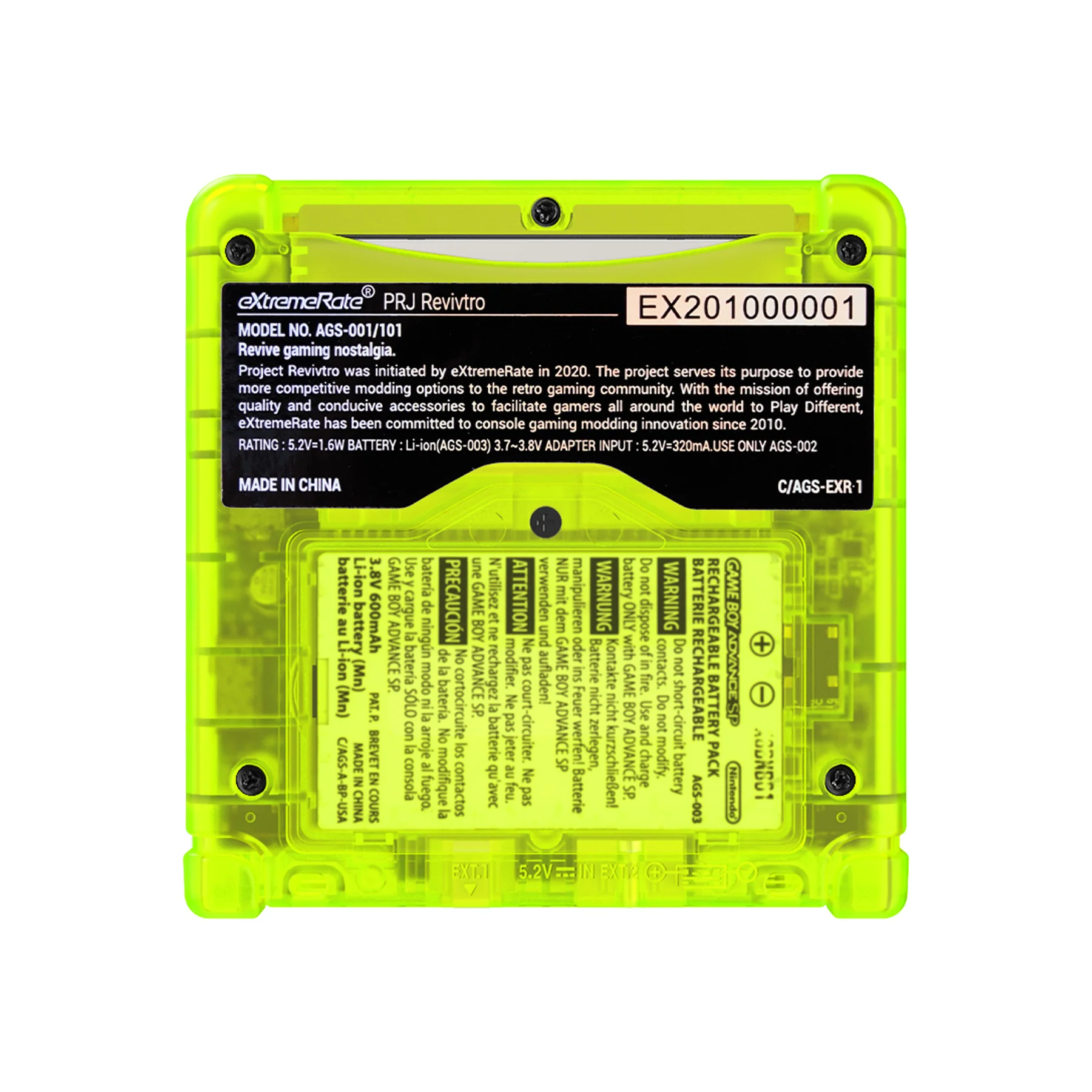 eXtremeRate IPS Ready Upgraded Replacement Full Set Shells with Buttons for Gameboy Advance SP GBA SP, Compatible with Both IPS & Standard LCD - Clear Lime Green - Image 7