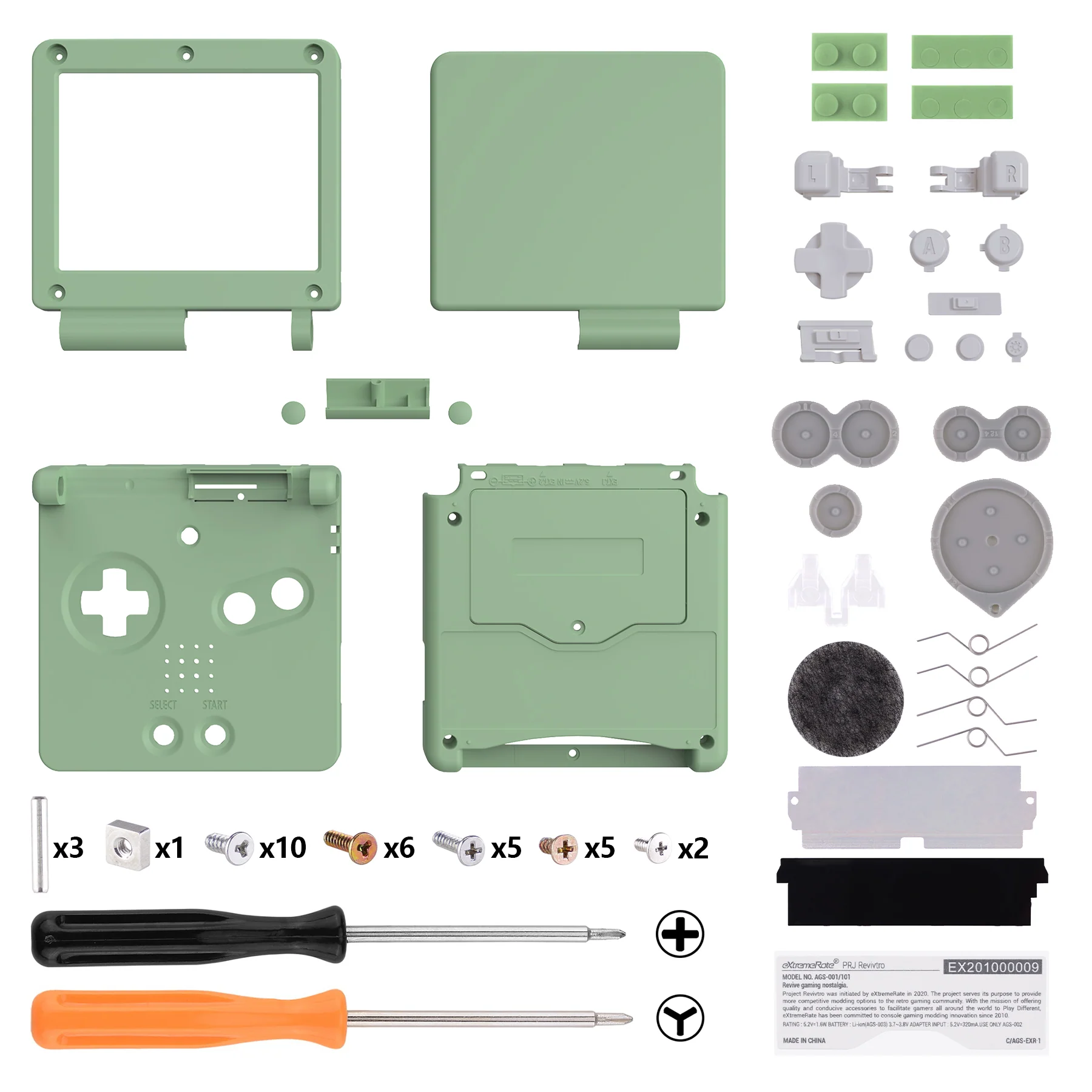 eXtremeRate IPS Ready Upgraded Replacement Full Set Shells with Buttons for Gameboy Advance SP GBA SP, Compatible with Both IPS & Standard LCD - Matcha Green - Image 2