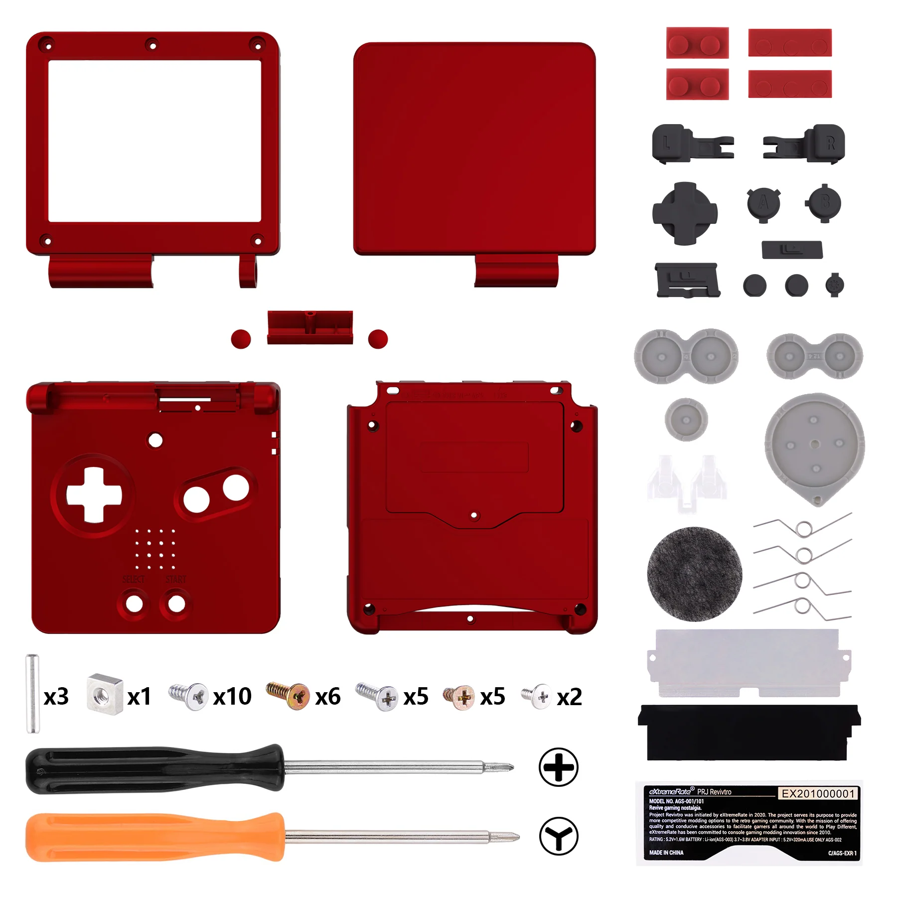 eXtremeRate IPS Ready Upgraded Replacement Full Set Shells with Buttons for Gameboy Advance SP GBA SP, Compatible with Both IPS & Standard LCD - Scarlet Red - Image 2