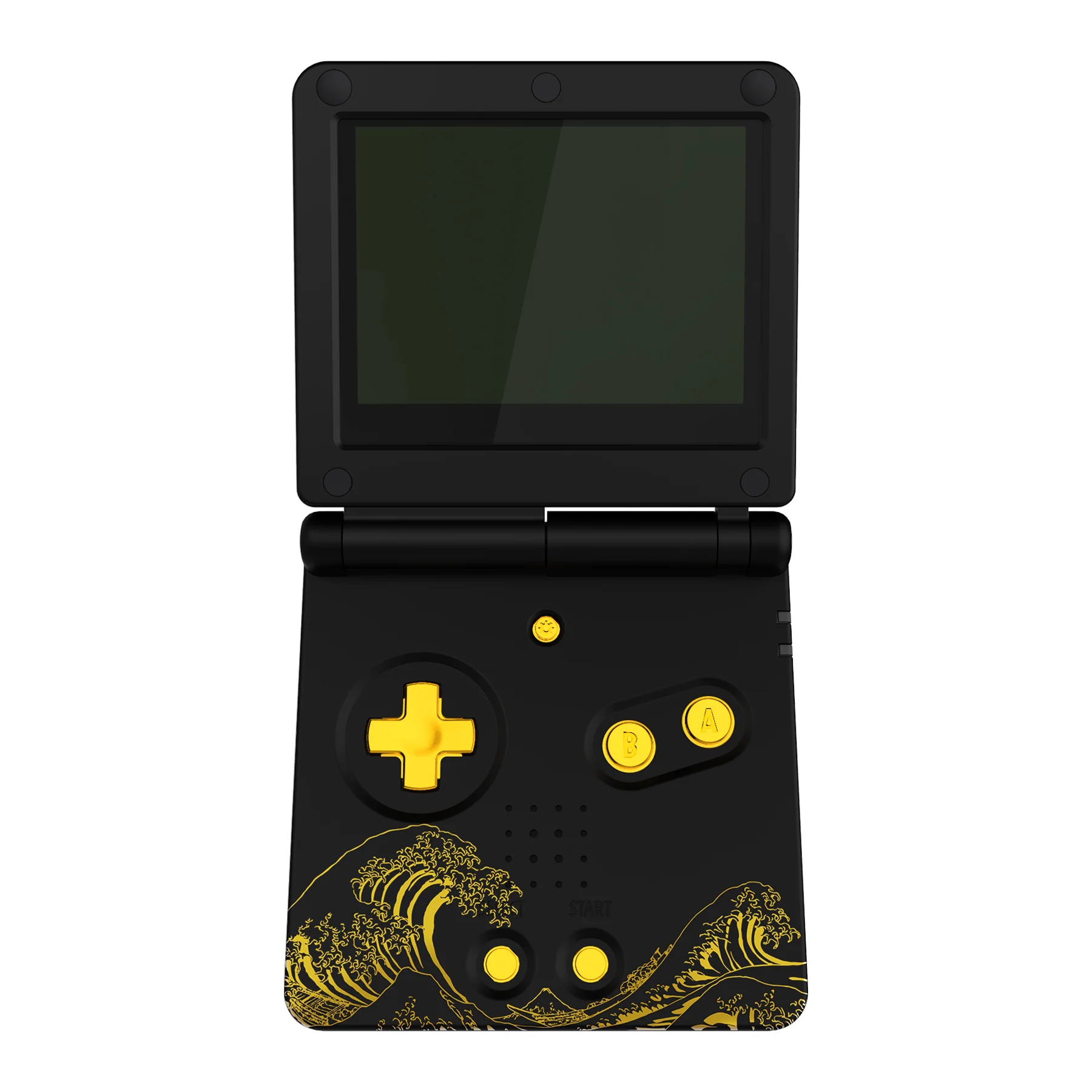 eXtremeRate IPS Ready Upgraded Replacement Full Set Shells with Buttons for Gameboy Advance SP GBA SP, Compatible with Both IPS & Standard LCD - The Great GOLDEN Wave Off Kanagawa - Black - Image 3