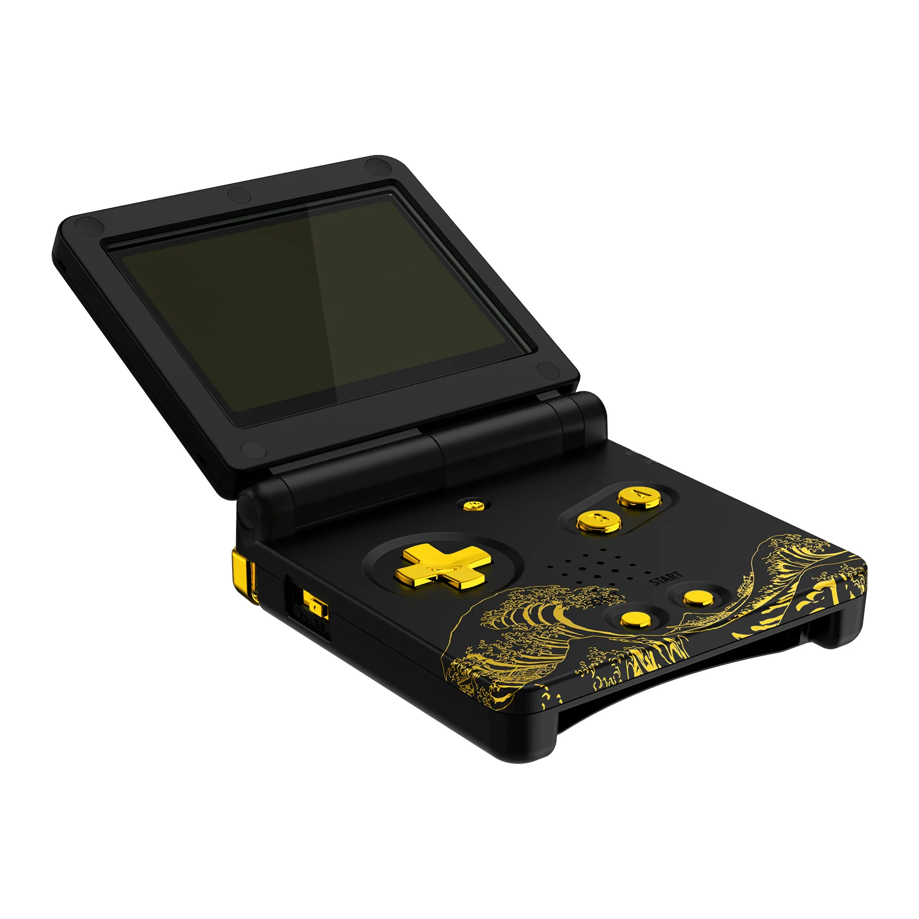 eXtremeRate IPS Ready Upgraded Replacement Full Set Shells with Buttons for Gameboy Advance SP GBA SP, Compatible with Both IPS & Standard LCD - The Great GOLDEN Wave Off Kanagawa - Black - Image 4