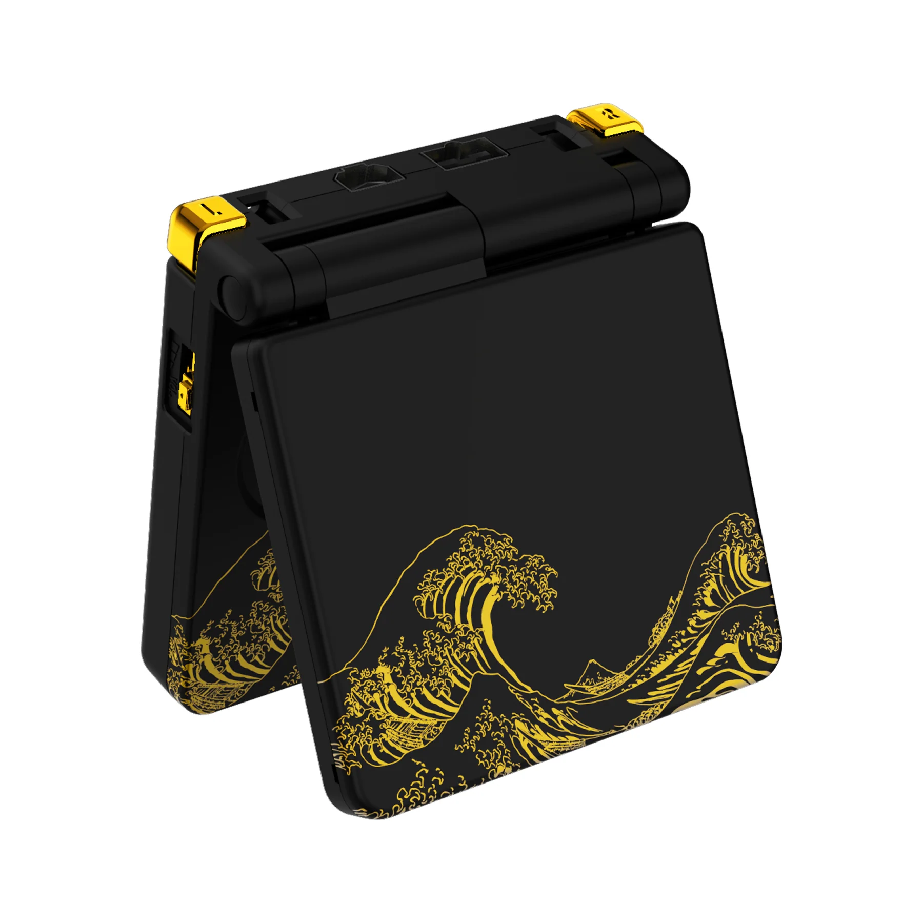 eXtremeRate IPS Ready Upgraded Replacement Full Set Shells with Buttons for Gameboy Advance SP GBA SP, Compatible with Both IPS & Standard LCD - The Great GOLDEN Wave Off Kanagawa - Black - Image 5