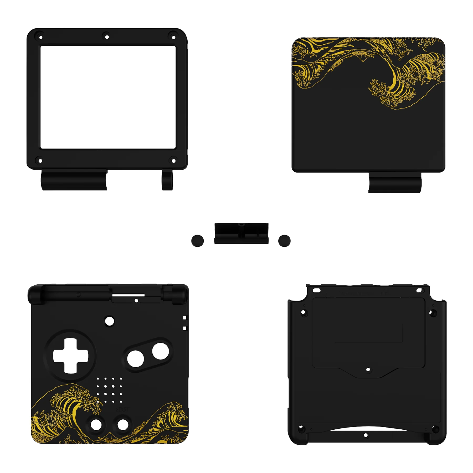 eXtremeRate IPS Ready Upgraded Replacement Full Set Shells with Buttons for Gameboy Advance SP GBA SP, Compatible with Both IPS & Standard LCD - The Great GOLDEN Wave Off Kanagawa - Black - Image 8