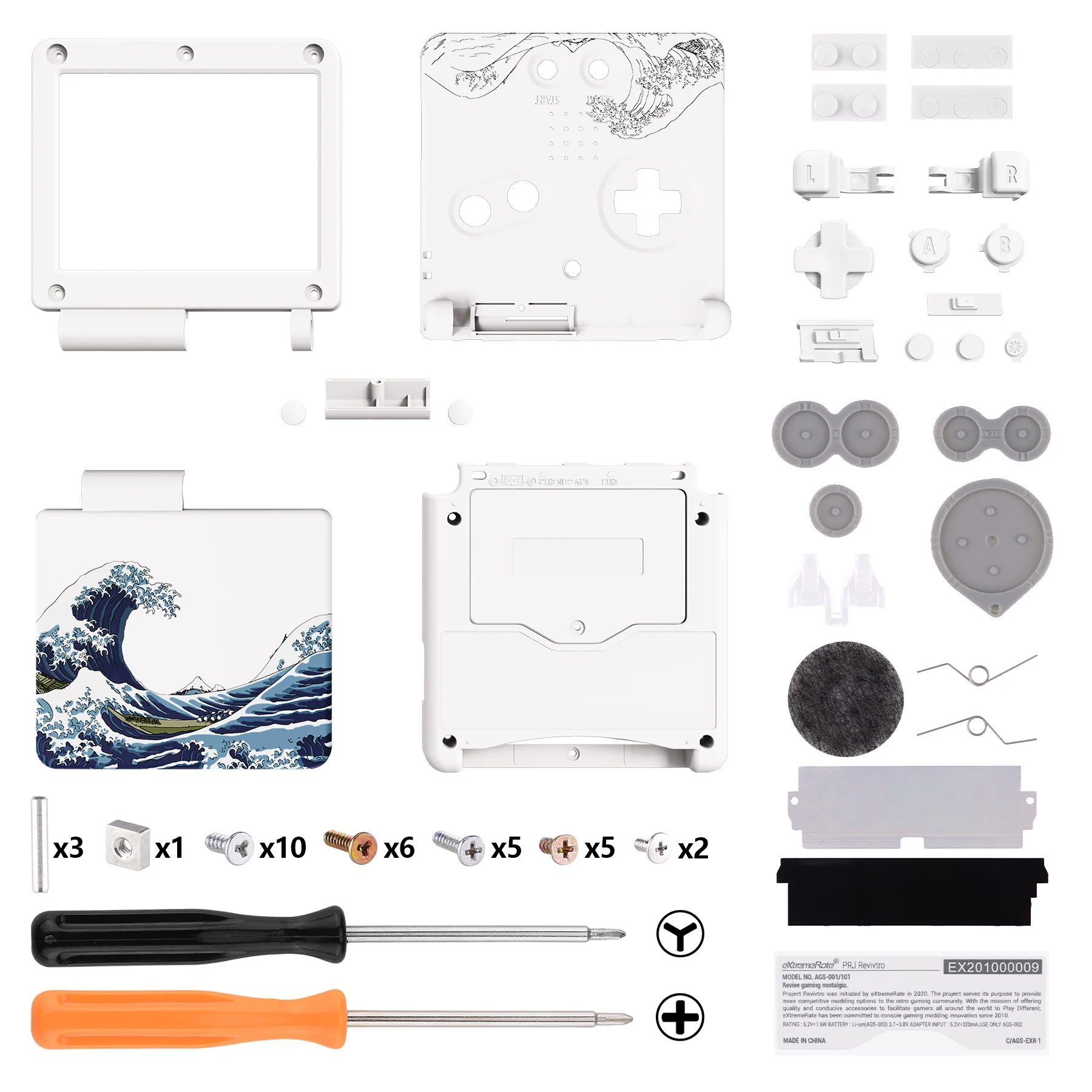 eXtremeRate IPS Ready Upgraded Replacement Full Set Shells with Buttons for Gameboy Advance SP GBA SP, Compatible with Both IPS & Standard LCD - The Great Wave - Image 2