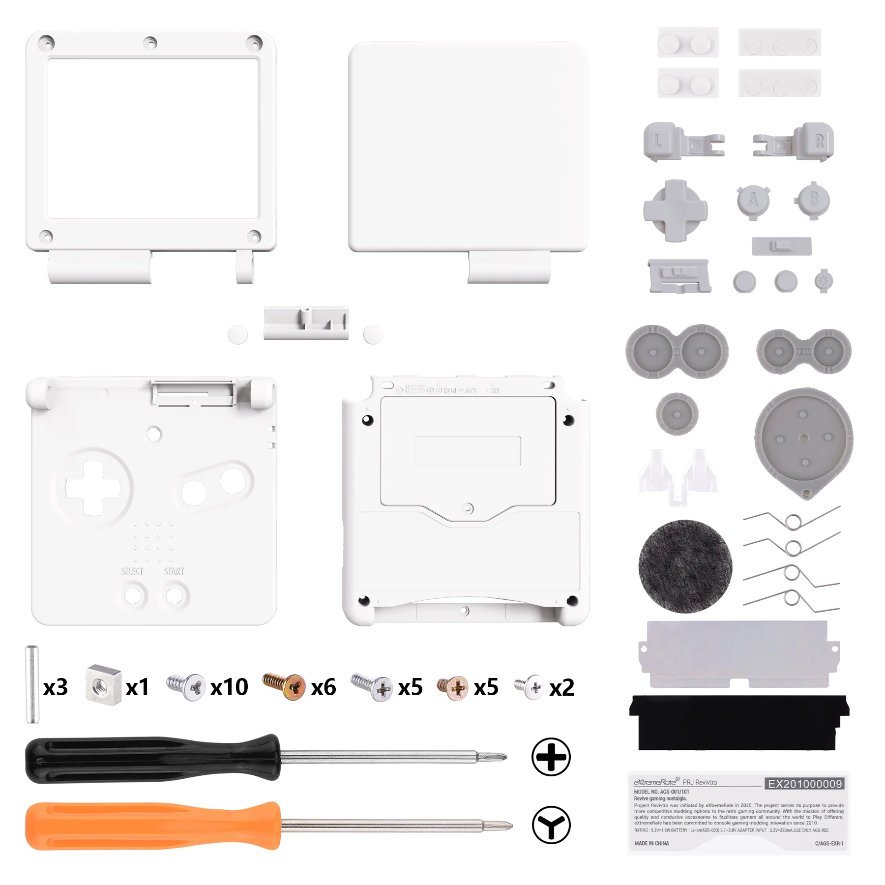 eXtremeRate IPS Ready Upgraded Replacement Full Set Shells with Buttons for Gameboy Advance SP GBA SP, Compatible with Both IPS & Standard LCD - White - Image 2