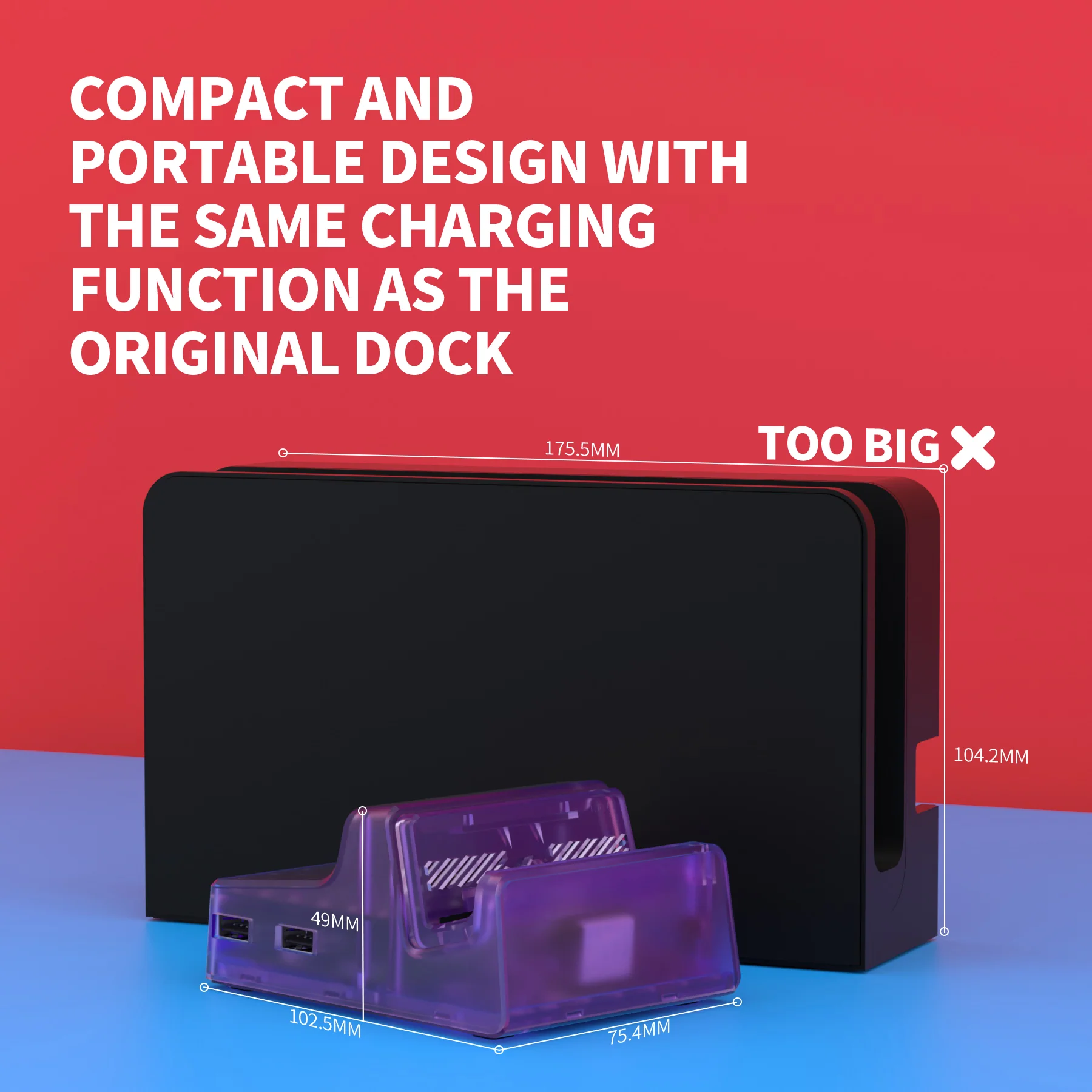 eXtremeRate LED Version AiryDocky DIY Kit Replacement Shell Case with IR Remote Control for Nintendo Switch & Switch OLED Dock - Clear Atomic Purple - Image 5