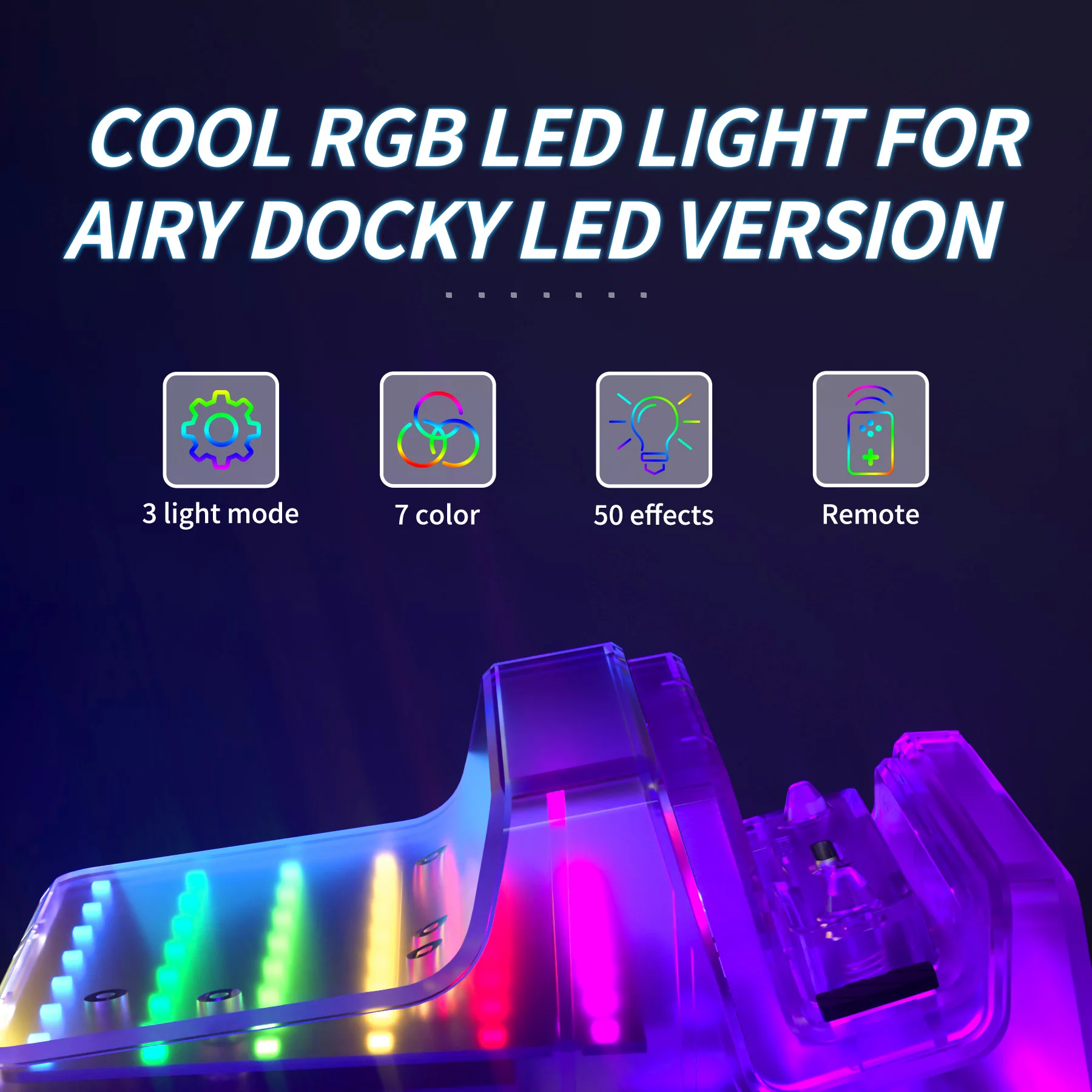 eXtremeRate LED Version AiryDocky DIY Kit Replacement Shell Case with IR Remote Control for Nintendo Switch & Switch OLED Dock - Clear Atomic Purple - Image 6