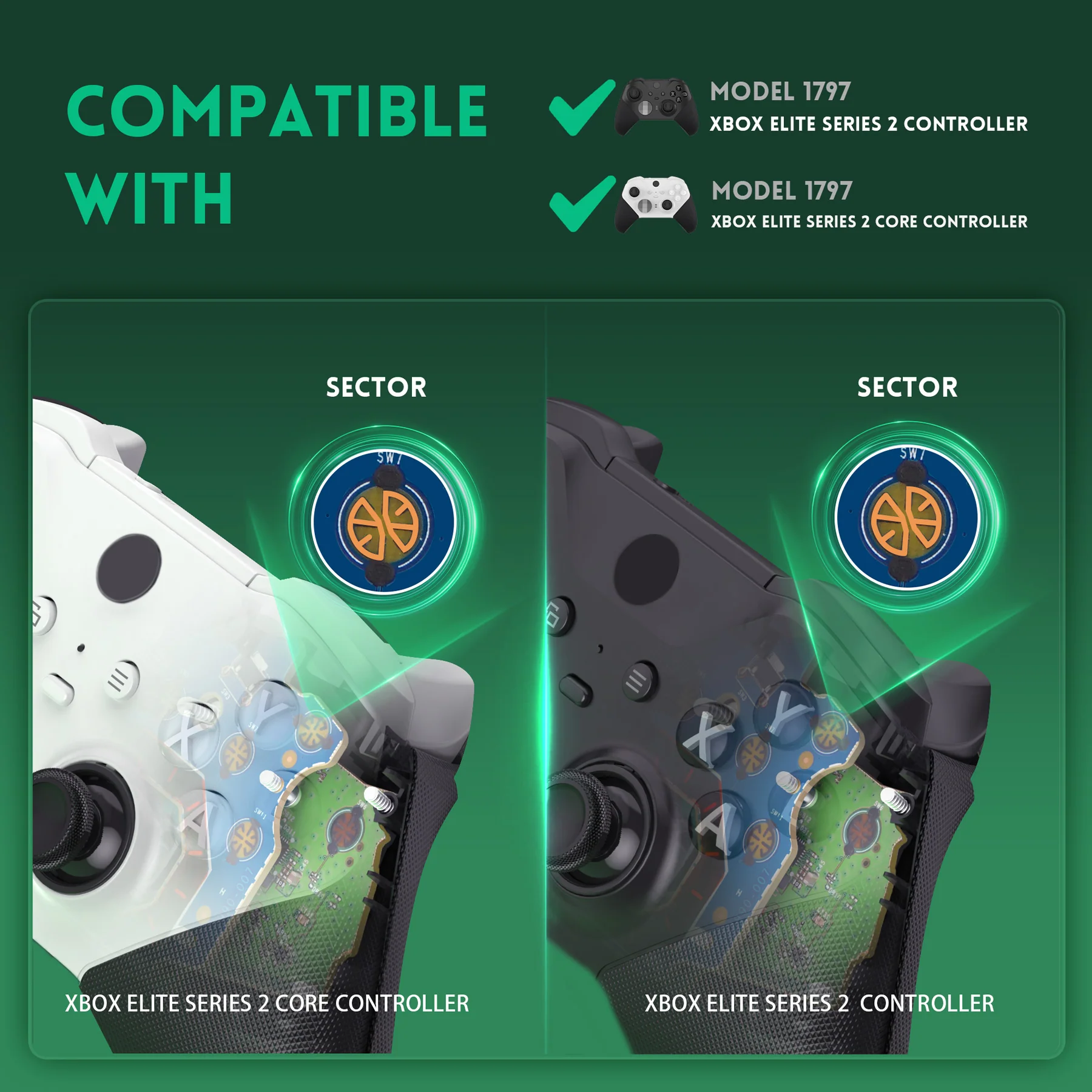 eXtremeRate Light Version Whole Clicky Kit for Xbox Elite Series 2 Controller Shoulder ABXY Buttons, Ergonomic Tactile Switches LT RT A B X Y Mouse Clicky for Xbox Elite 2 Core Controller (Model 1797) - Image 3