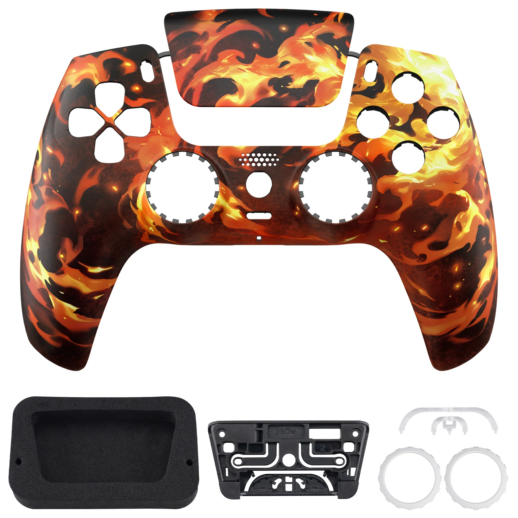 eXtremeRate LUNA Redesigned Replacement Front Shell with Touchpad Compatible with PS5 Controller BDM-010/020/030/040/050/060 - Blazing Magic - Image 11