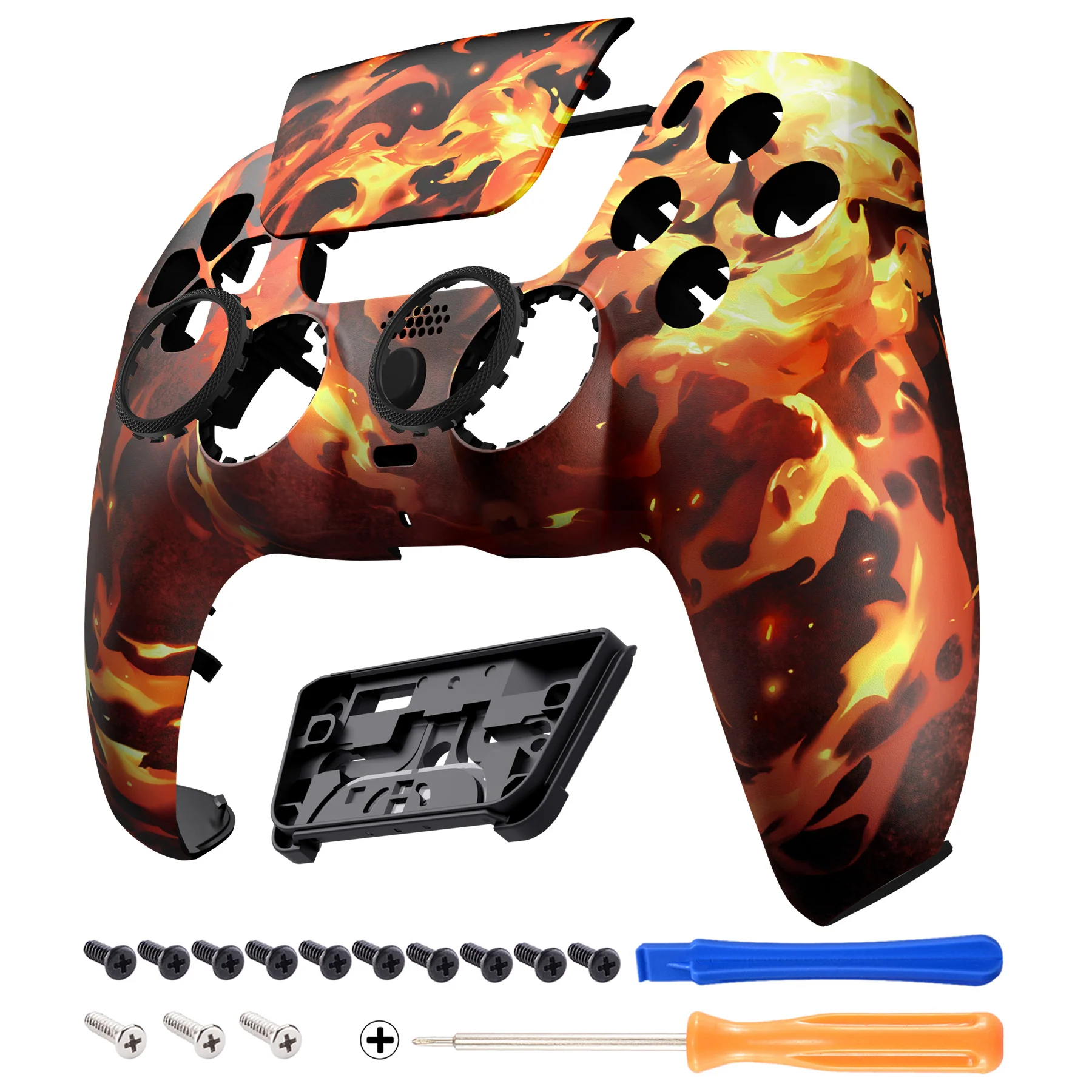 eXtremeRate LUNA Redesigned Replacement Front Shell with Touchpad Compatible with PS5 Controller BDM-010/020/030/040/050/060 - Blazing Magic - Image 12