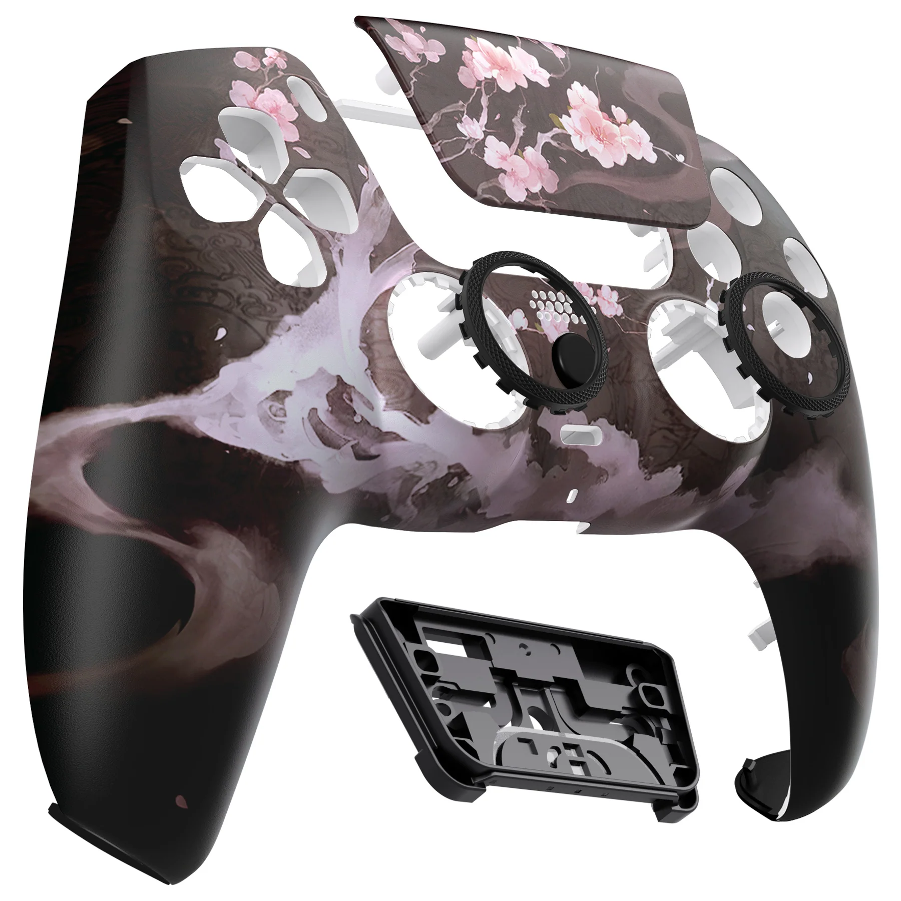 eXtremeRate LUNA Redesigned Replacement Front Shell with Touchpad Compatible with PS5 Controller BDM-010/020/030/040/050/060 - Blossom In The Darkness - Image 10