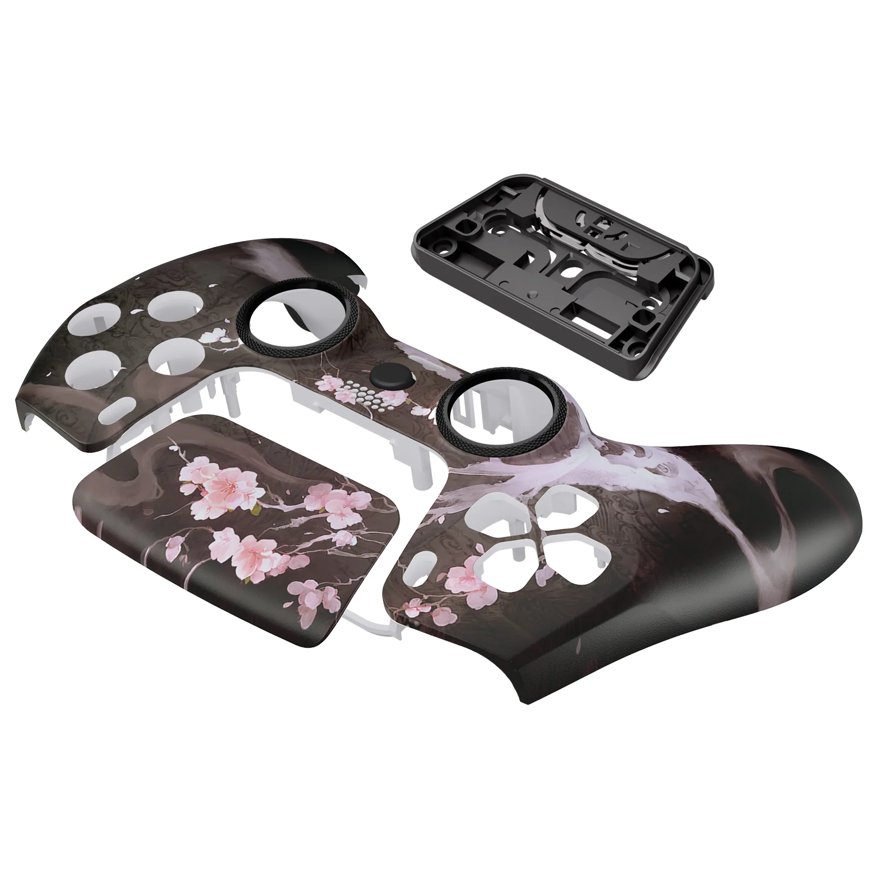 eXtremeRate LUNA Redesigned Replacement Front Shell with Touchpad Compatible with PS5 Controller BDM-010/020/030/040/050/060 - Blossom In The Darkness - Image 11