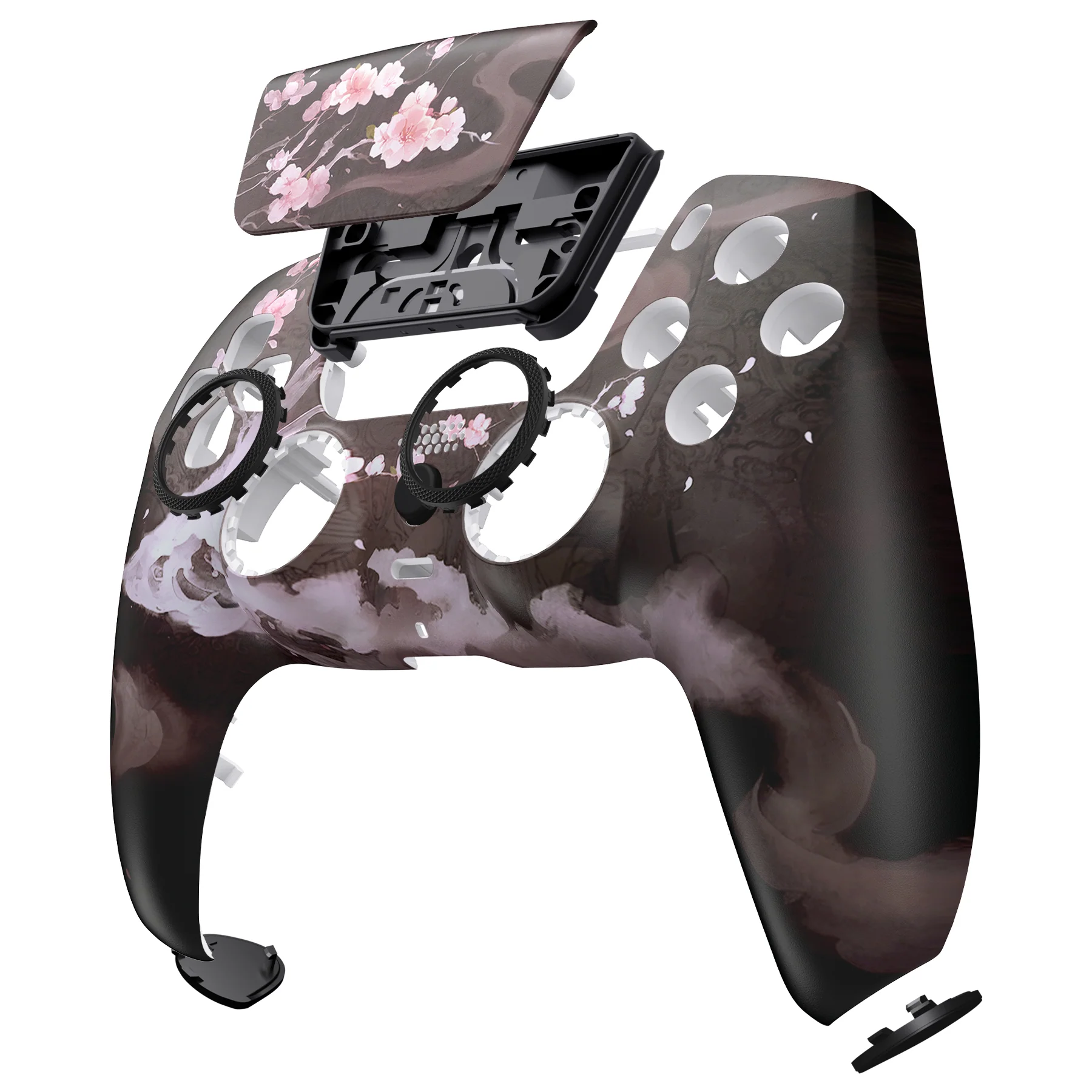 eXtremeRate LUNA Redesigned Replacement Front Shell with Touchpad Compatible with PS5 Controller BDM-010/020/030/040/050/060 - Blossom In The Darkness - Image 12