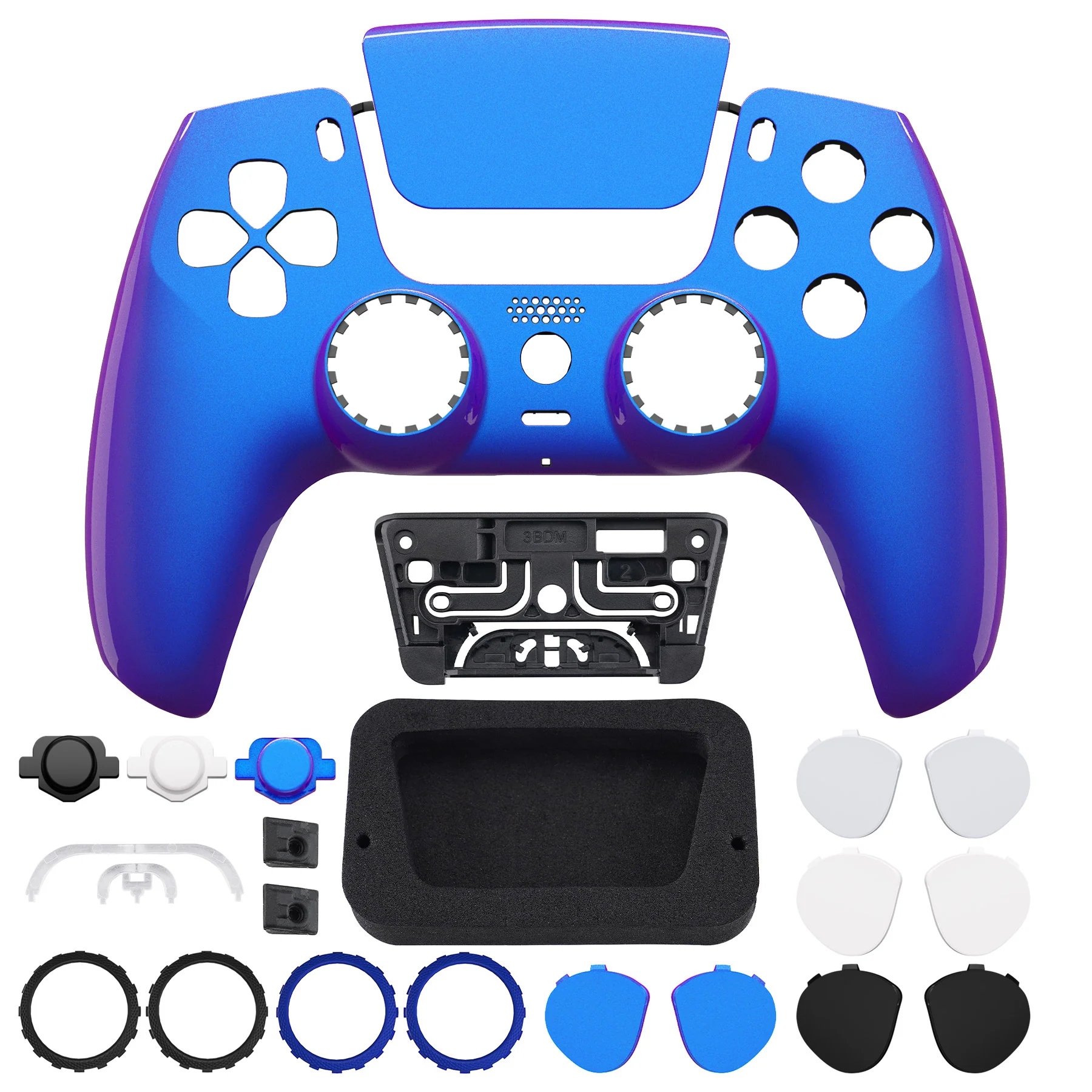 eXtremeRate LUNA Redesigned Replacement Front Shell with Touchpad Compatible with PS5 Controller BDM-010/020/030/040/050 - Chameleon Purple Blue - Image 4