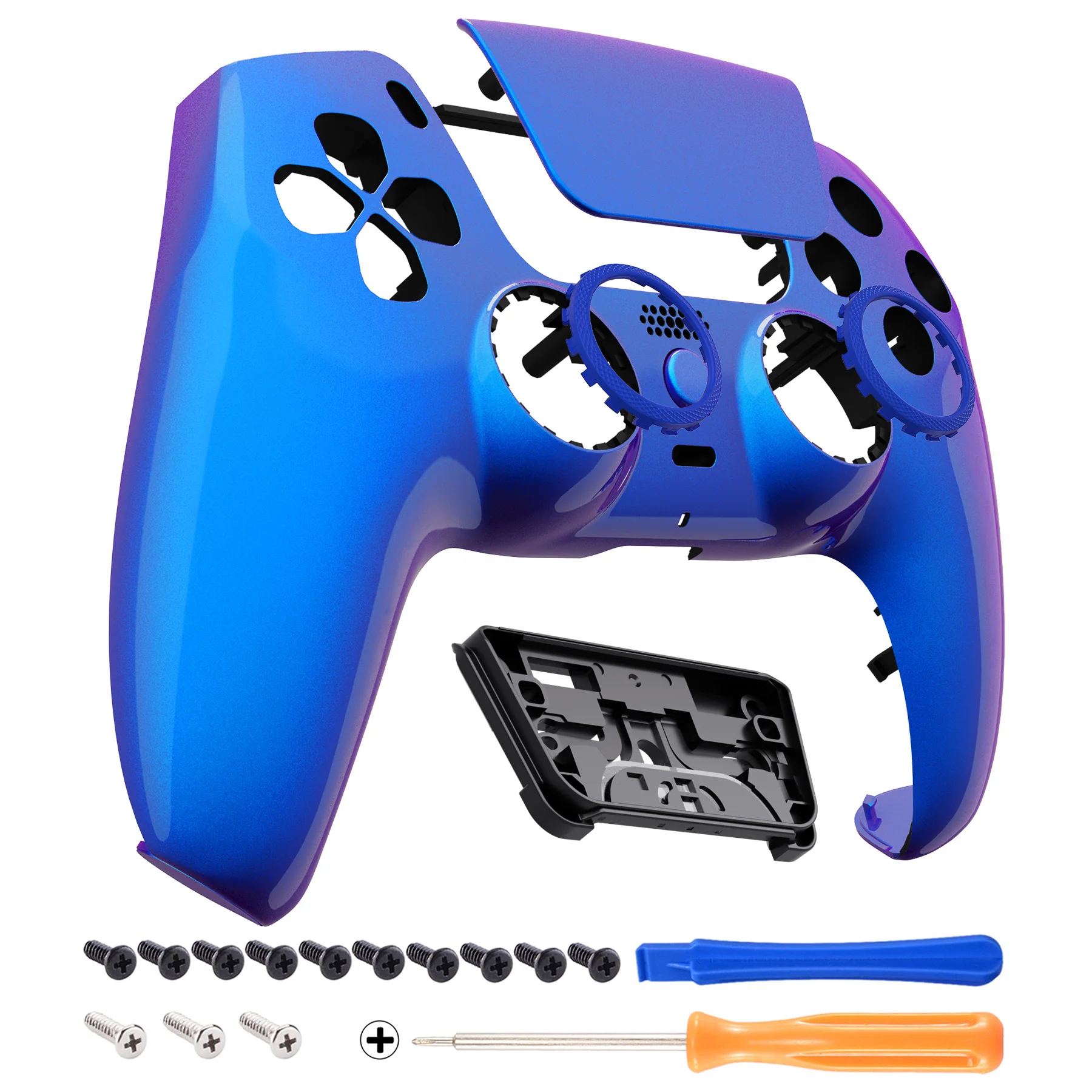 eXtremeRate LUNA Redesigned Replacement Front Shell with Touchpad Compatible with PS5 Controller BDM-010/020/030/040/050 - Chameleon Purple Blue - Image 8