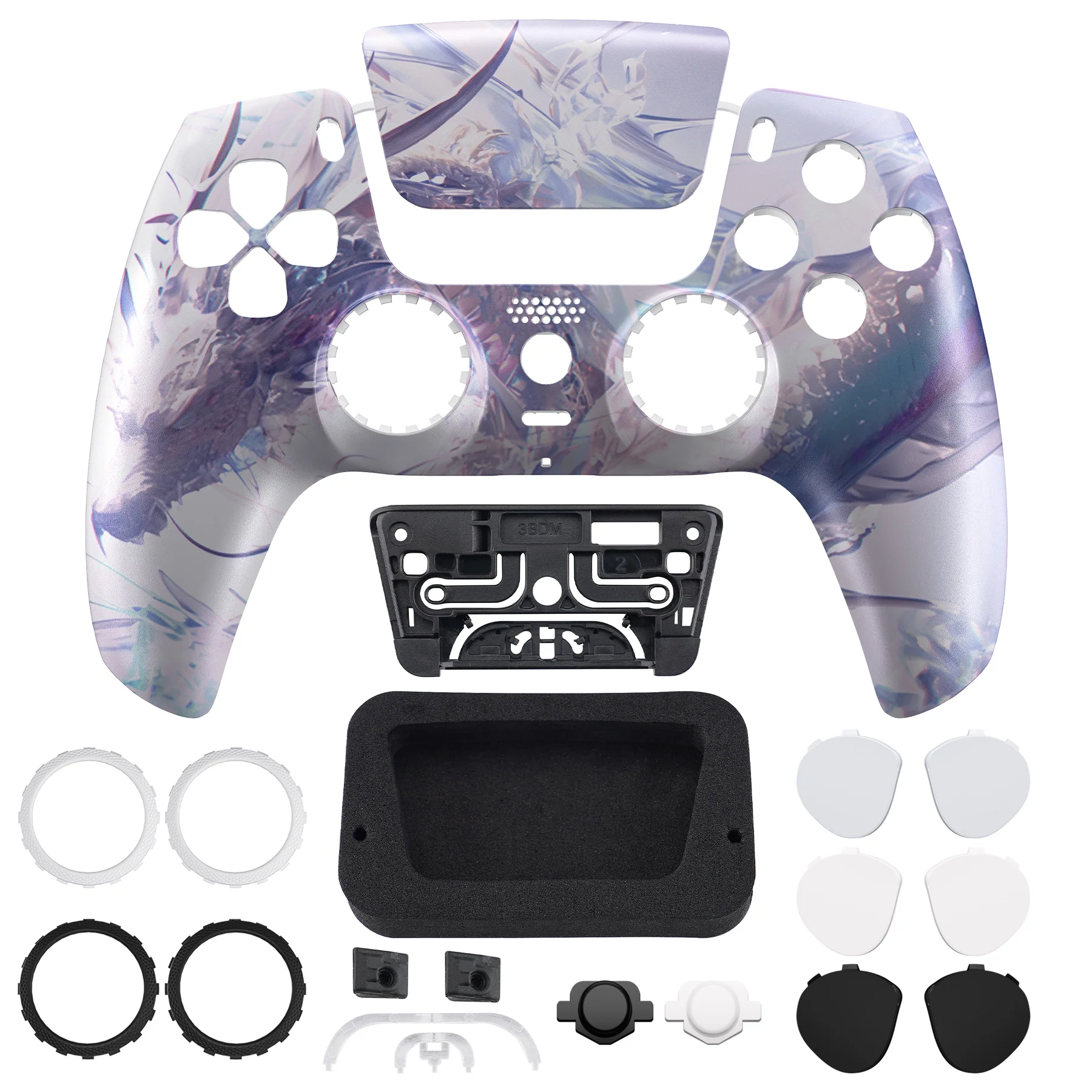 eXtremeRate LUNA Redesigned Replacement Front Shell with Touchpad Compatible with PS5 Controller BDM-010/020/030/040/050/060 - Crystal Dragon - Image 4