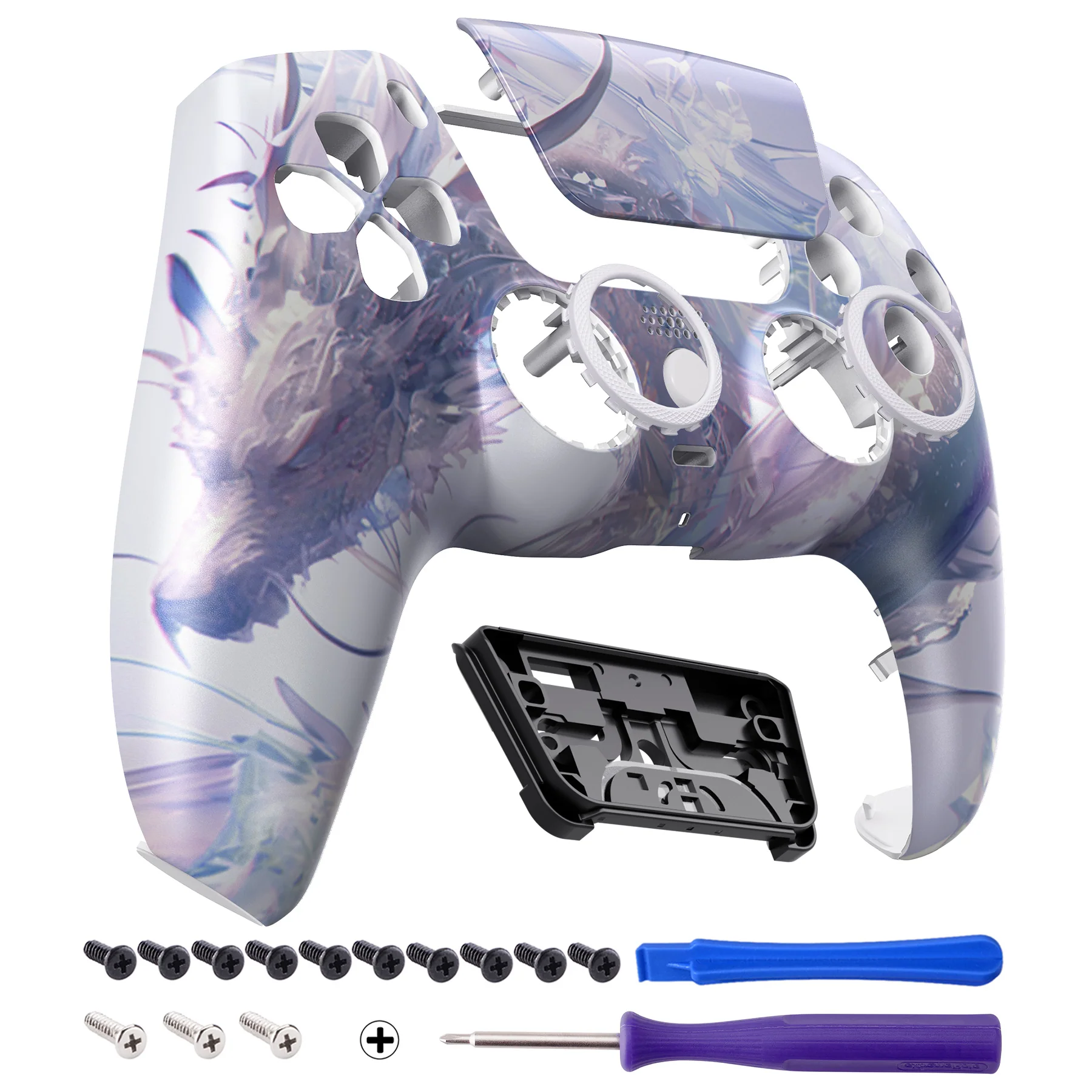 eXtremeRate LUNA Redesigned Replacement Front Shell with Touchpad Compatible with PS5 Controller BDM-010/020/030/040/050/060 - Crystal Dragon - Image 8