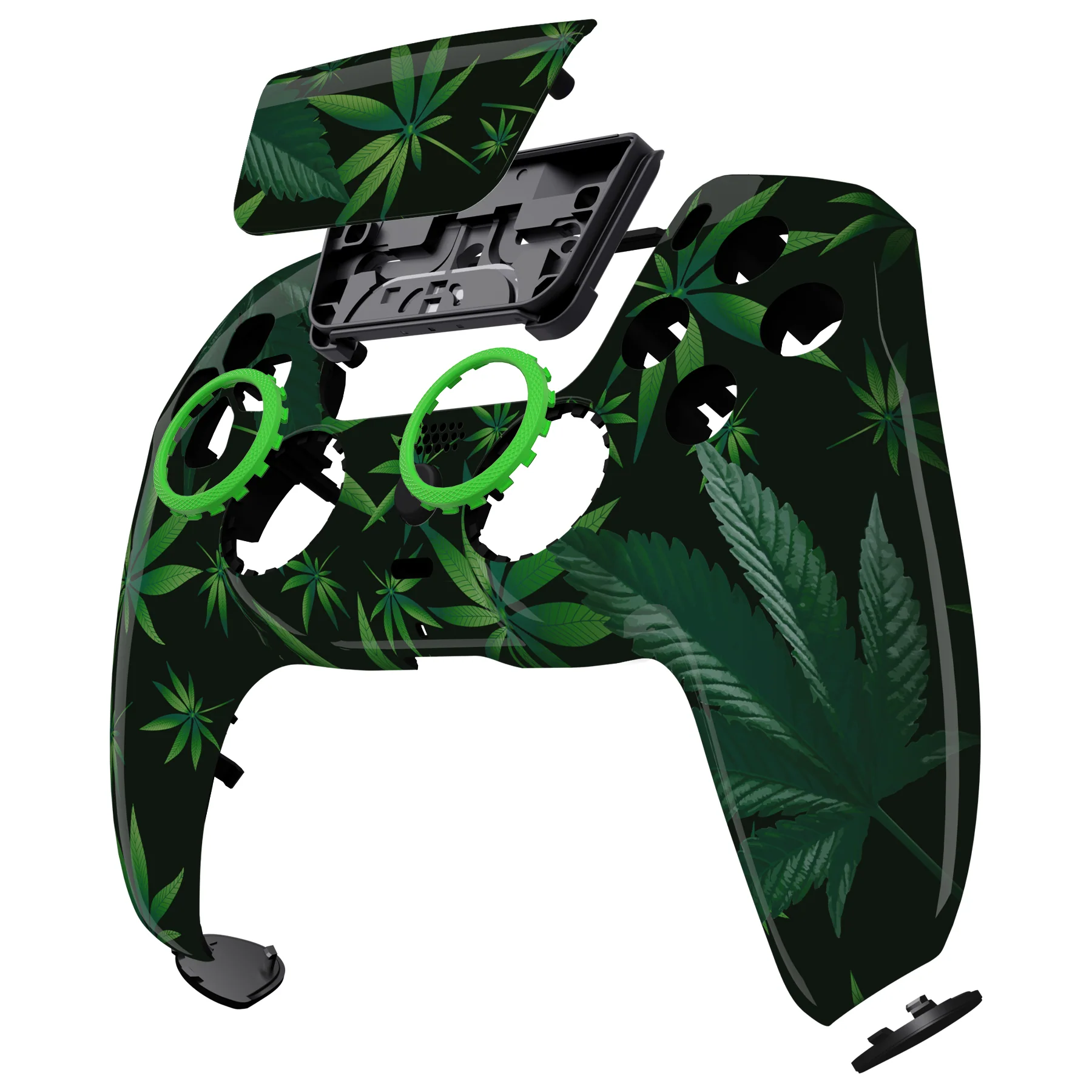eXtremeRate LUNA Redesigned Replacement Front Shell with Touchpad Compatible with PS5 Controller BDM-010/020/030/040/050 - Green Weeds - Image 11