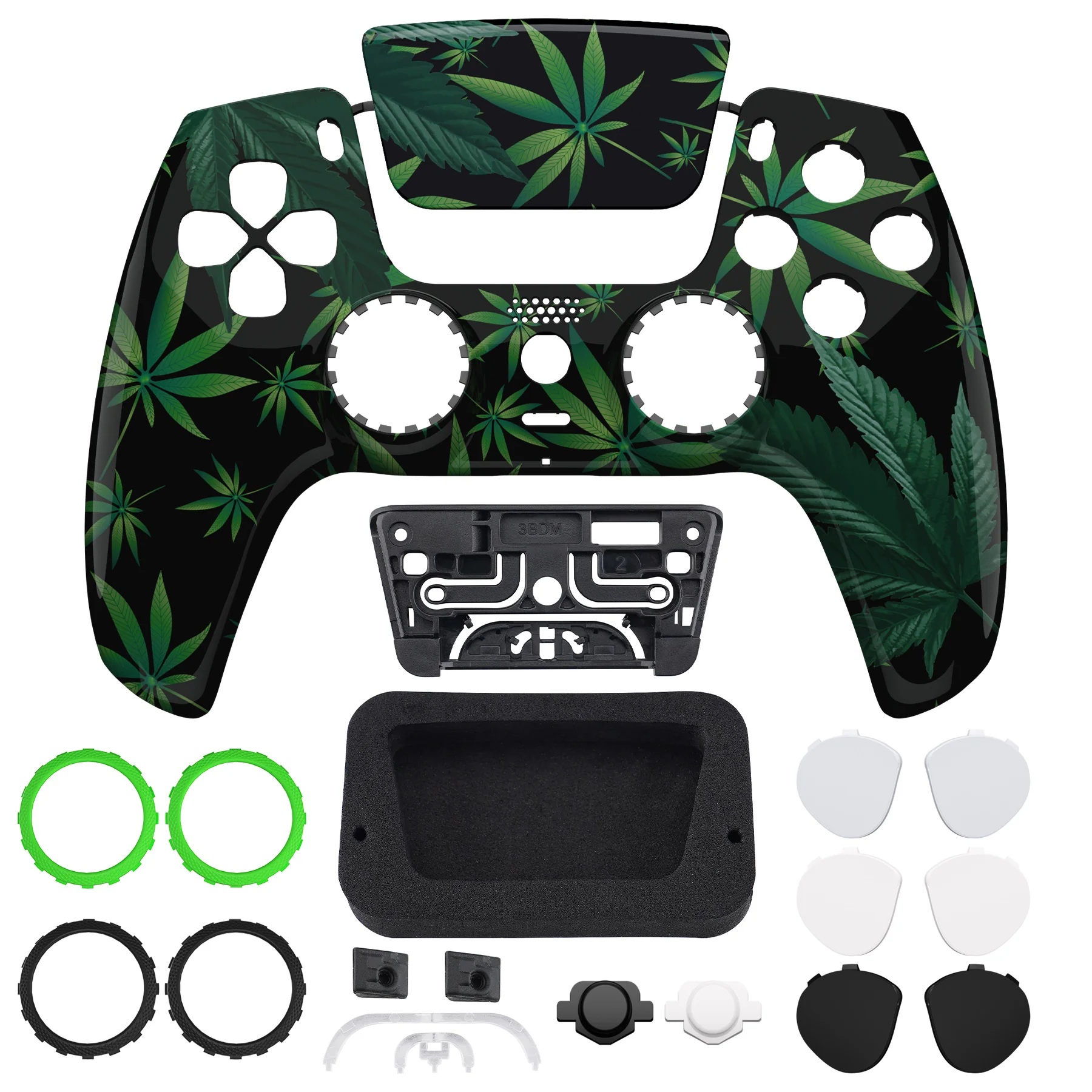 eXtremeRate LUNA Redesigned Replacement Front Shell with Touchpad Compatible with PS5 Controller BDM-010/020/030/040/050 - Green Weeds - Image 4