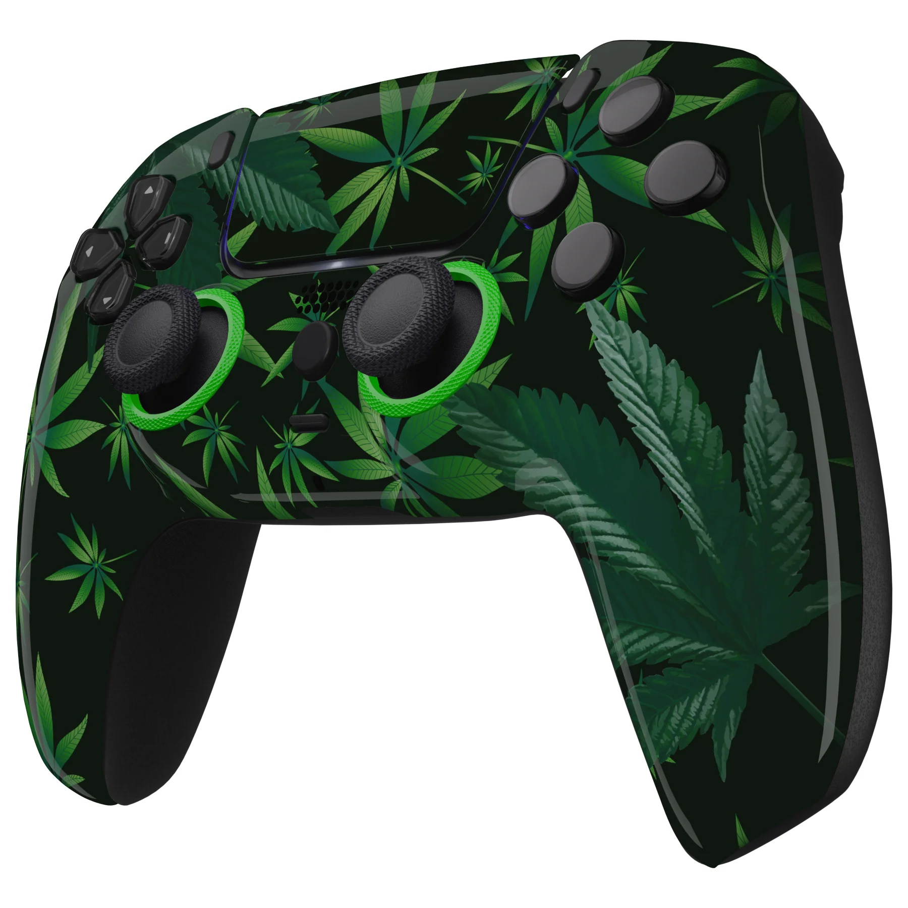 eXtremeRate LUNA Redesigned Replacement Front Shell with Touchpad Compatible with PS5 Controller BDM-010/020/030/040/050 - Green Weeds - Image 5