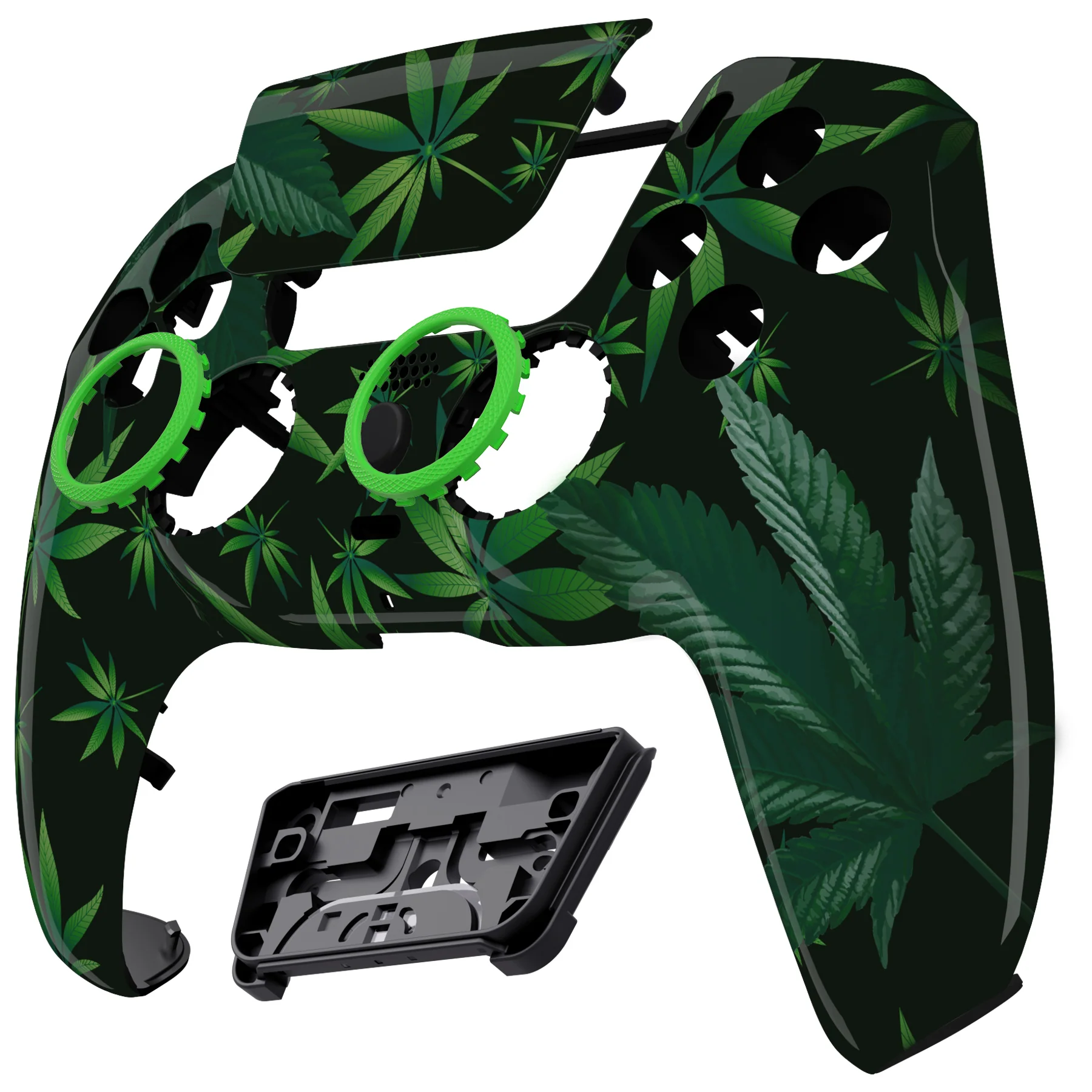 eXtremeRate LUNA Redesigned Replacement Front Shell with Touchpad Compatible with PS5 Controller BDM-010/020/030/040/050 - Green Weeds - Image 9
