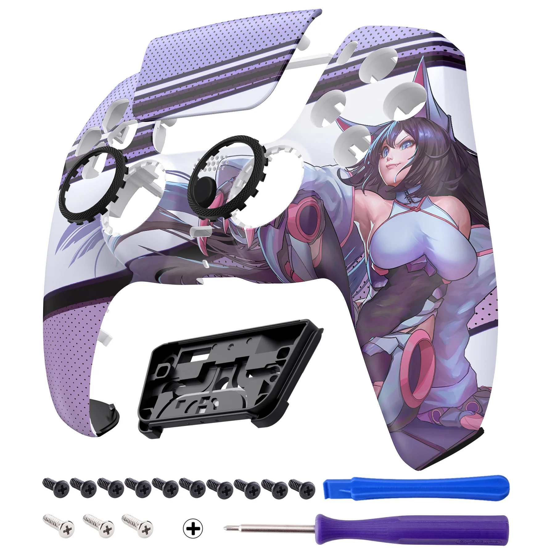 eXtremeRate LUNA Redesigned Replacement Front Shell with Touchpad Compatible with PS5 Controller BDM-010/020/030/040/050/060 - Neko Mecha - Image 8