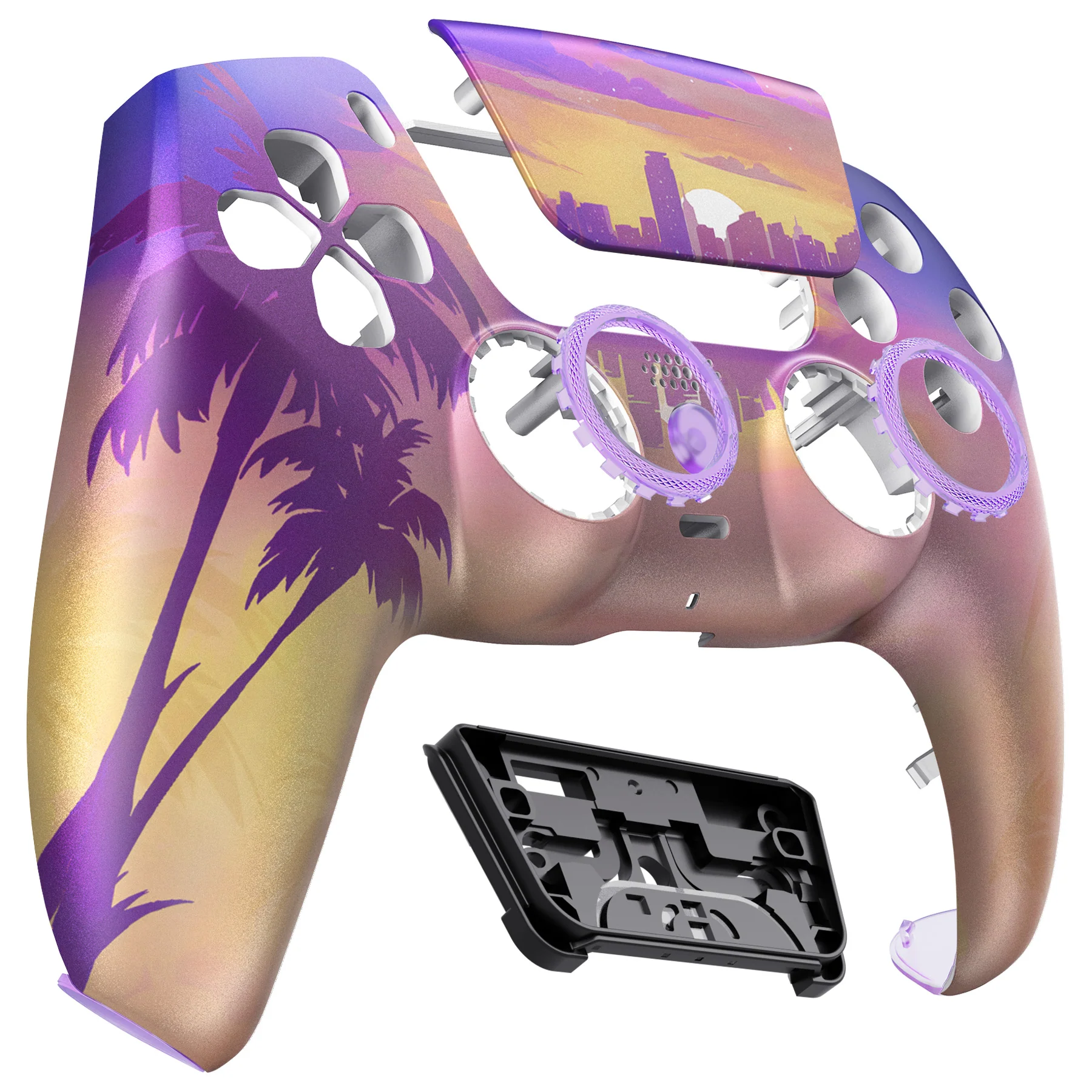 eXtremeRate LUNA Redesigned Replacement Front Shell with Touchpad Compatible with PS5 Controller BDM-010/020/030/040/050/060 - Neon Miami - Image 10