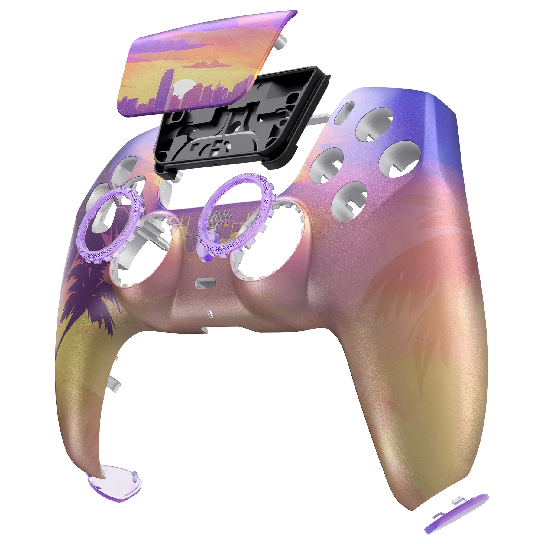 eXtremeRate LUNA Redesigned Replacement Front Shell with Touchpad Compatible with PS5 Controller BDM-010/020/030/040/050/060 - Neon Miami - Image 11